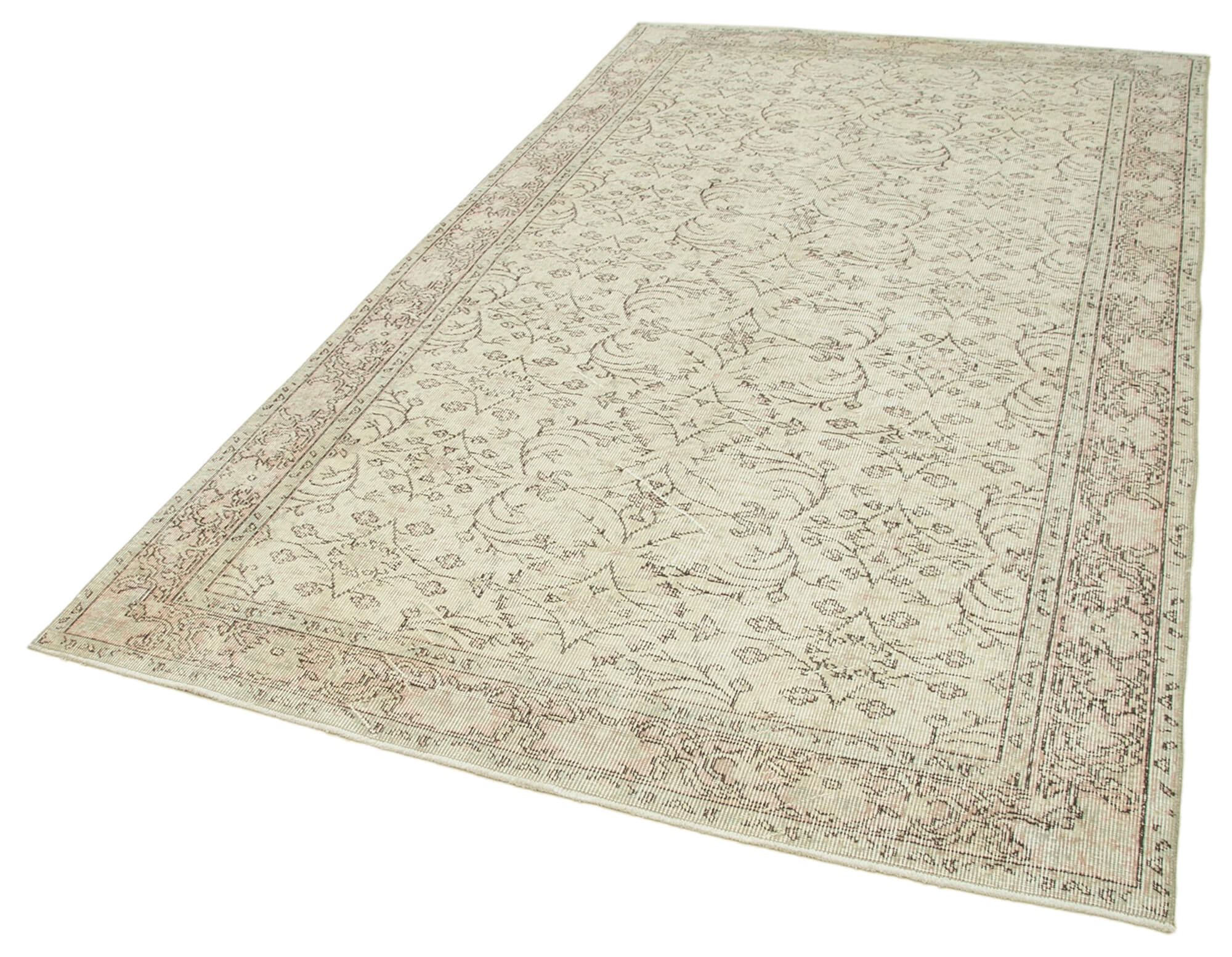 Handmade Wool Area Rug – Vintage Cotton Rug Beige 5'2'' x 8'11'' Classic Turkish Wool