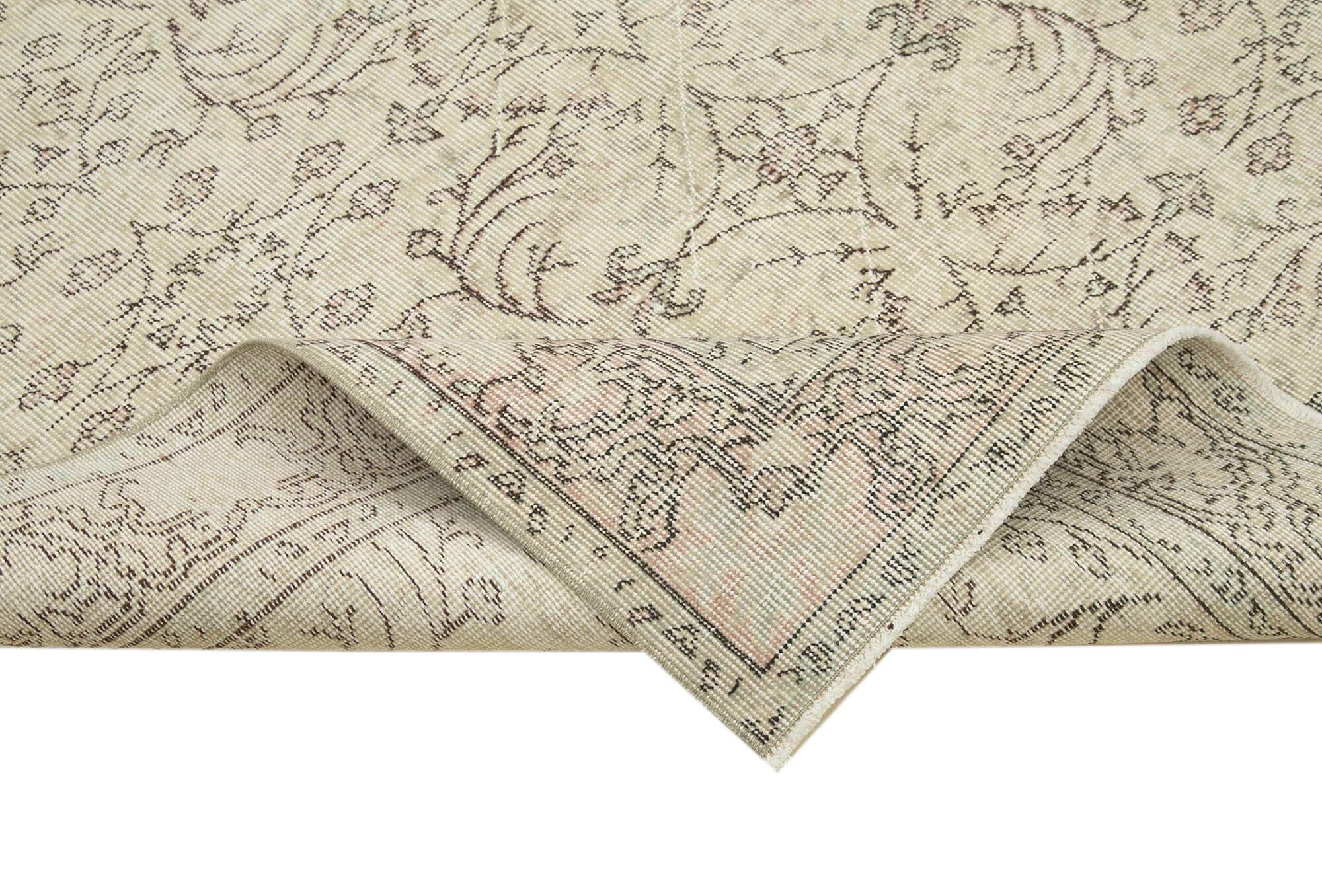 Handmade Wool Area Rug – Vintage Cotton Rug Beige 5'2'' x 8'11'' Classic Turkish Wool