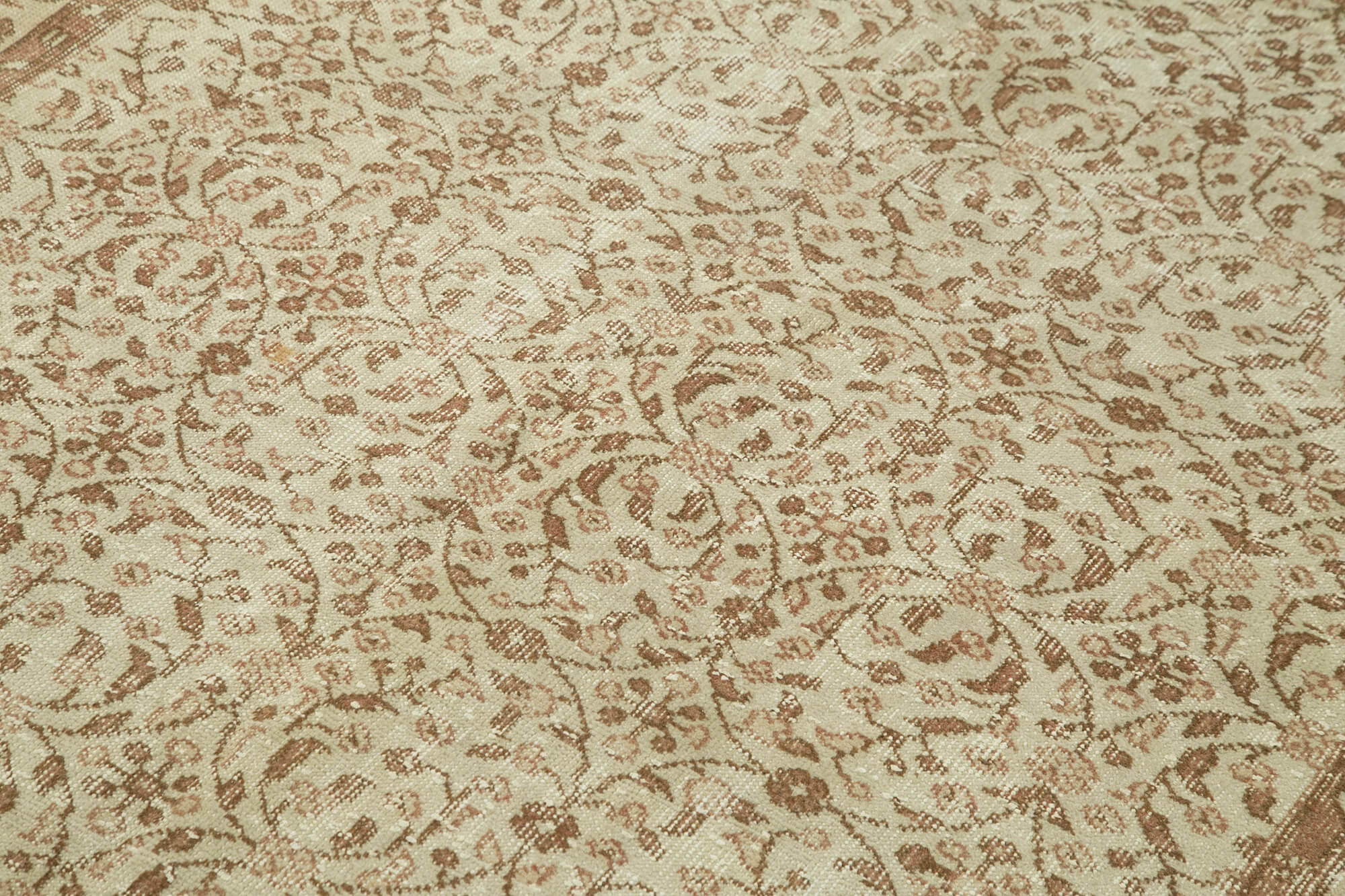 Handmade Vintage Area Rug – Neutral Beige Wool Cotton 5'5''x9'3'' Classic Living Room