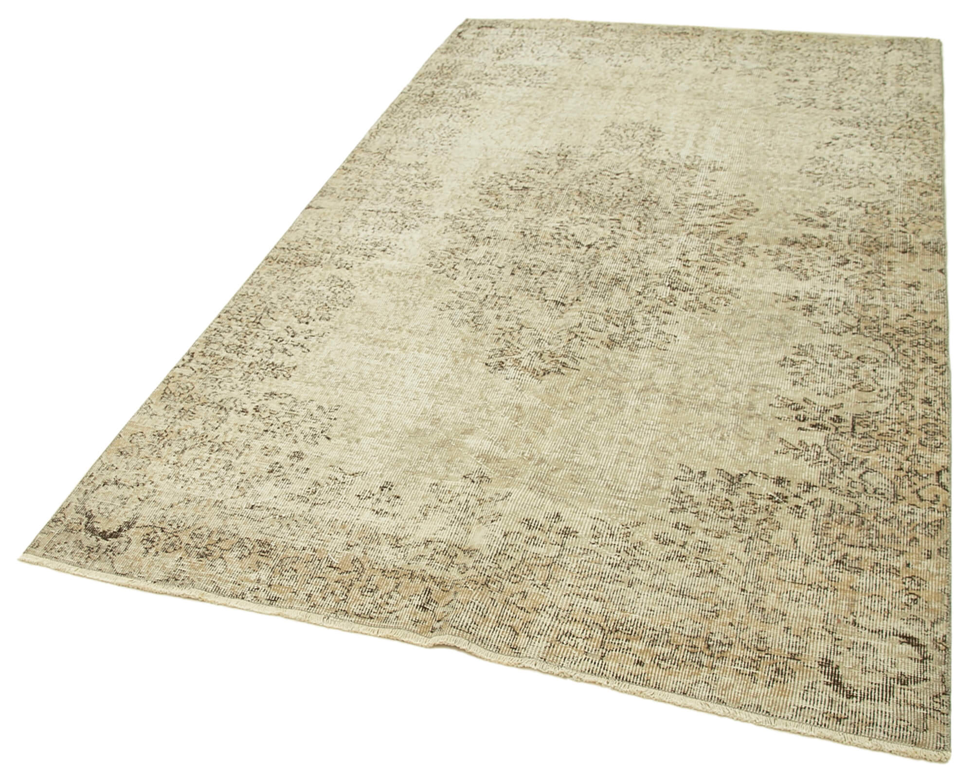 Vintage Wool Area Rug – Handmade Cotton Rug, Turkish Wool Carpet 4'10''x8'2''