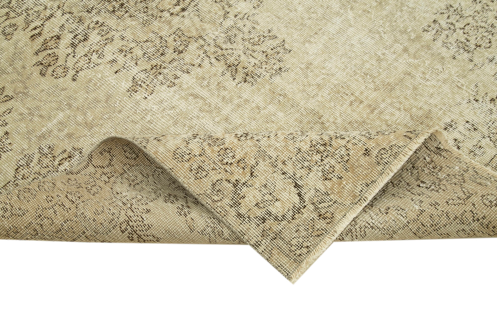 Vintage Wool Area Rug – Handmade Cotton Rug, Turkish Wool Carpet 4'10''x8'2''