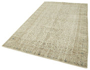 Handmade Wool Area Rug – Vintage Cotton Rug, Beige Area Carpet 5'5''x8'8''