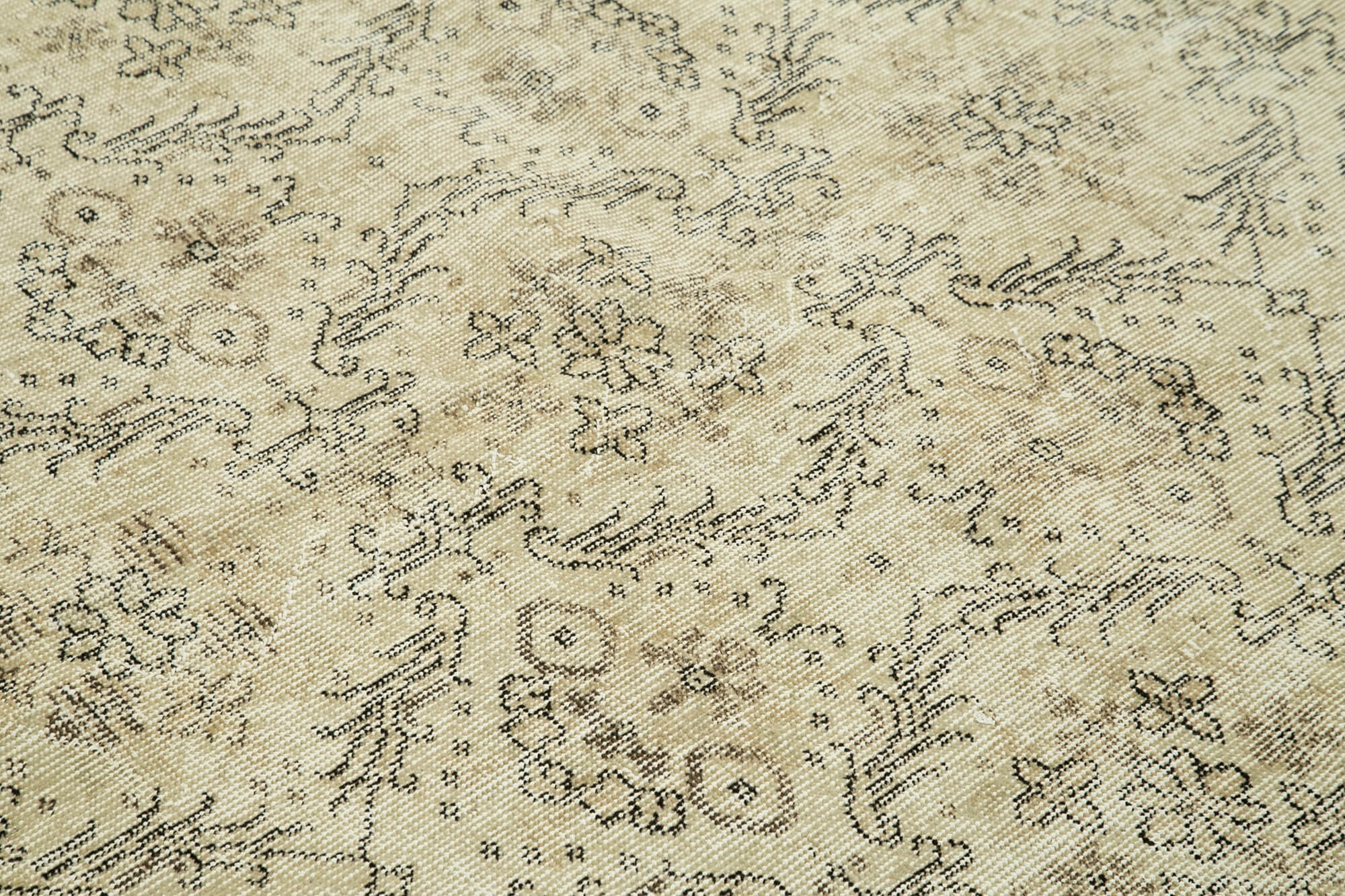 Handmade Wool Area Rug – Vintage Cotton Rug 6'1''x9'6'' | Beige Natural Fiber Carpet