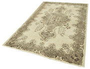 Handmade Vintage Area Rug – Beige Cotton Wool Rug | Traditional Hand Knotted Carpet 5'4''x8'5''