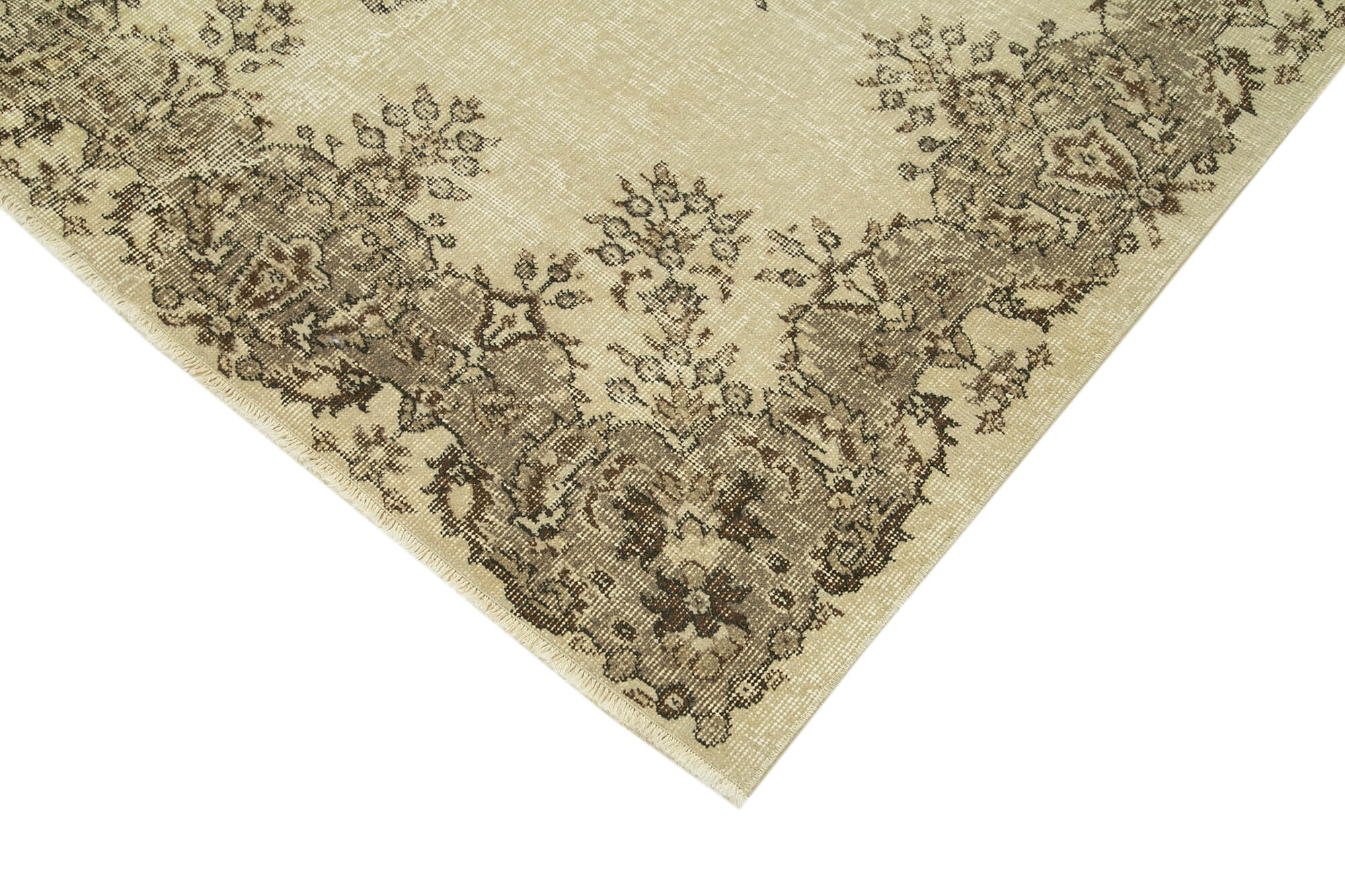 Handmade Vintage Area Rug – Beige Cotton Wool Rug | Traditional Hand Knotted Carpet 5'4''x8'5''