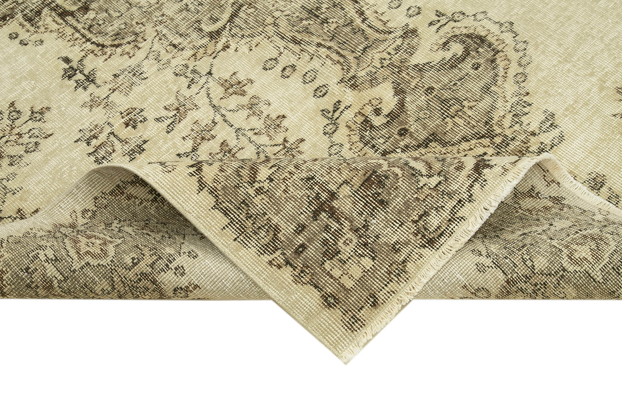 Handmade Vintage Area Rug – Beige Cotton Wool Rug | Traditional Hand Knotted Carpet 5'4''x8'5''