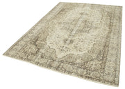 Handmade Wool Area Rug - Vintage Cotton Rug Beige 5'10'' x 8'2'' Durable Cotton Weave