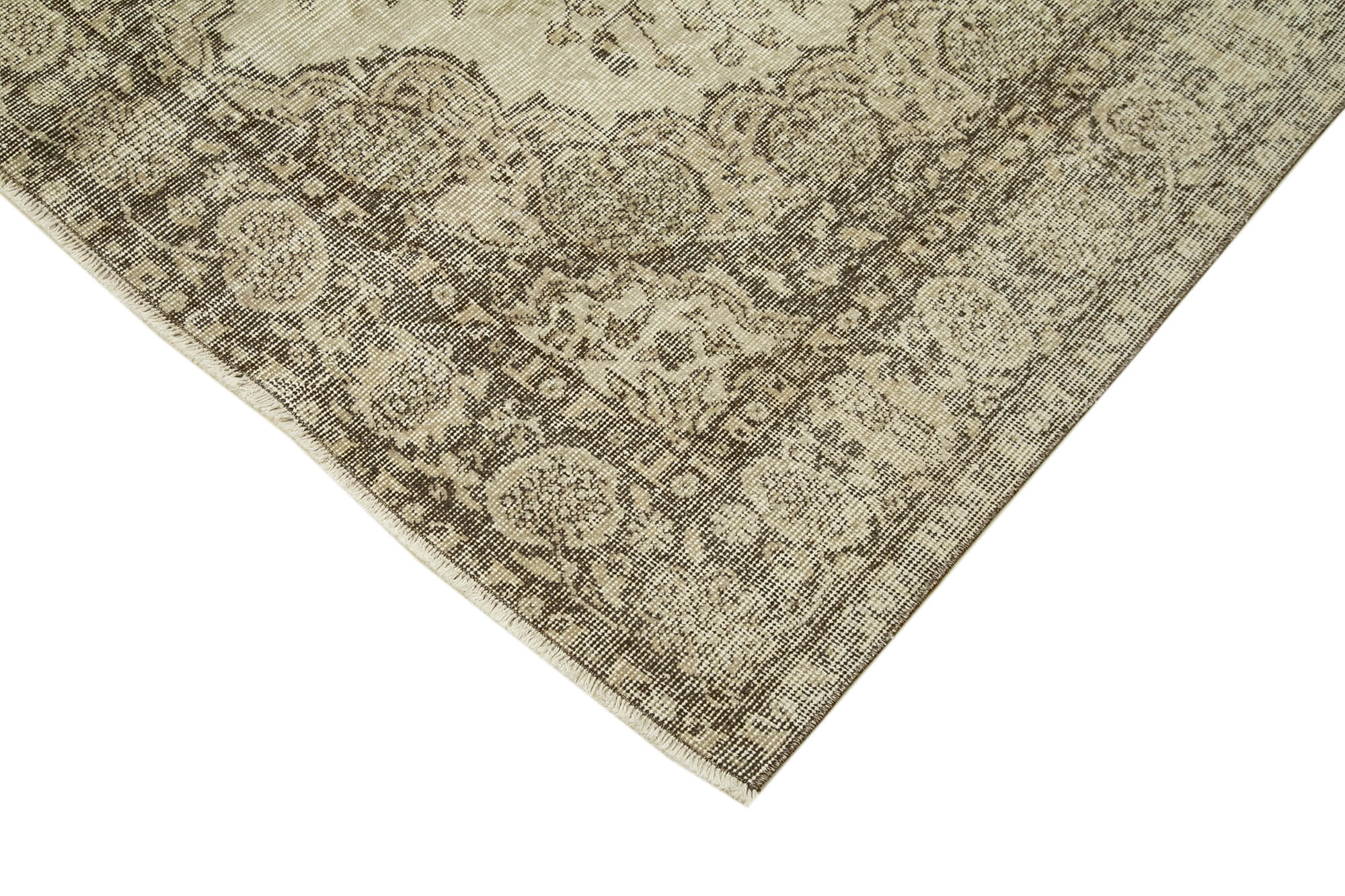 Handmade Wool Area Rug - Vintage Cotton Rug Beige 5'10'' x 8'2'' Durable Cotton Weave