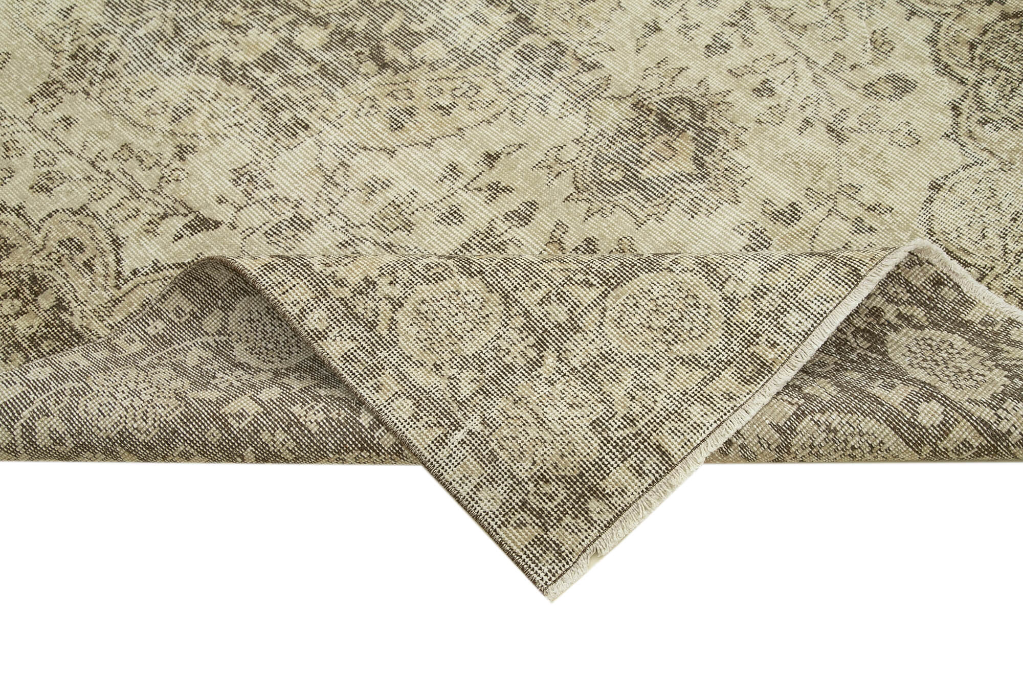 Handmade Wool Area Rug - Vintage Cotton Rug Beige 5'10'' x 8'2'' Durable Cotton Weave