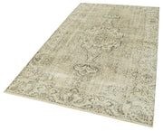 Handmade Vintage Area Rug – Neutral Beige Wool Cotton Rug 4'11'' x 8'9''