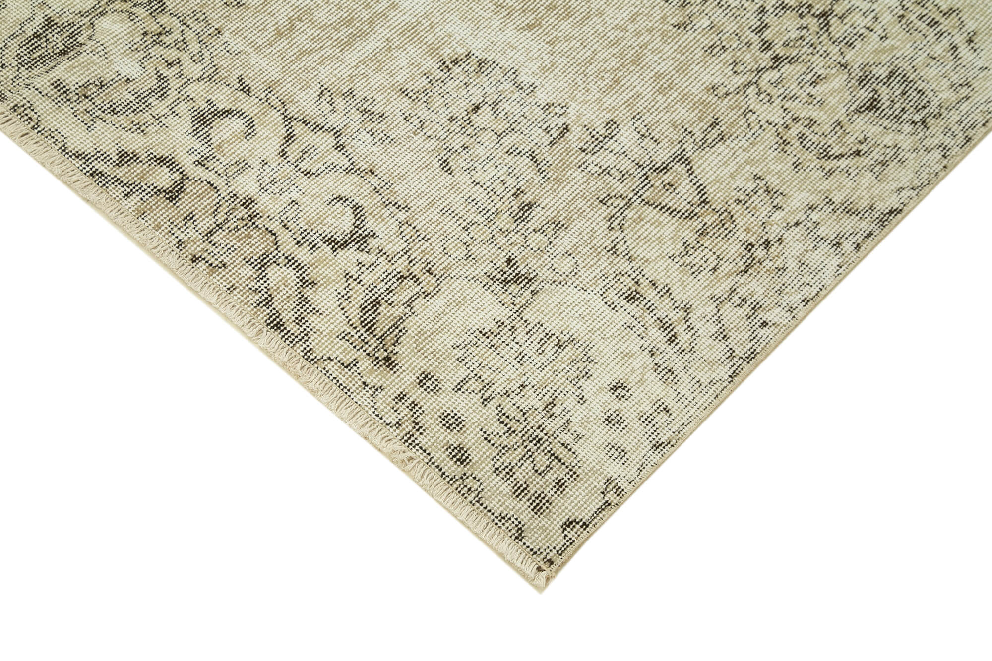 Handmade Vintage Area Rug – Neutral Beige Wool Cotton Rug 4'11'' x 8'9''