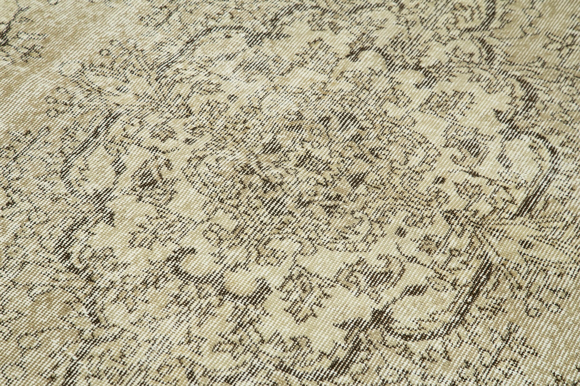 Handmade Vintage Area Rug – Neutral Beige Wool Cotton Rug 4'11'' x 8'9''