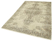 Handmade Vintage Area Rug - Beige Wool Rug 5'1''x8'4'' | Durable Cotton Wool Carpet
