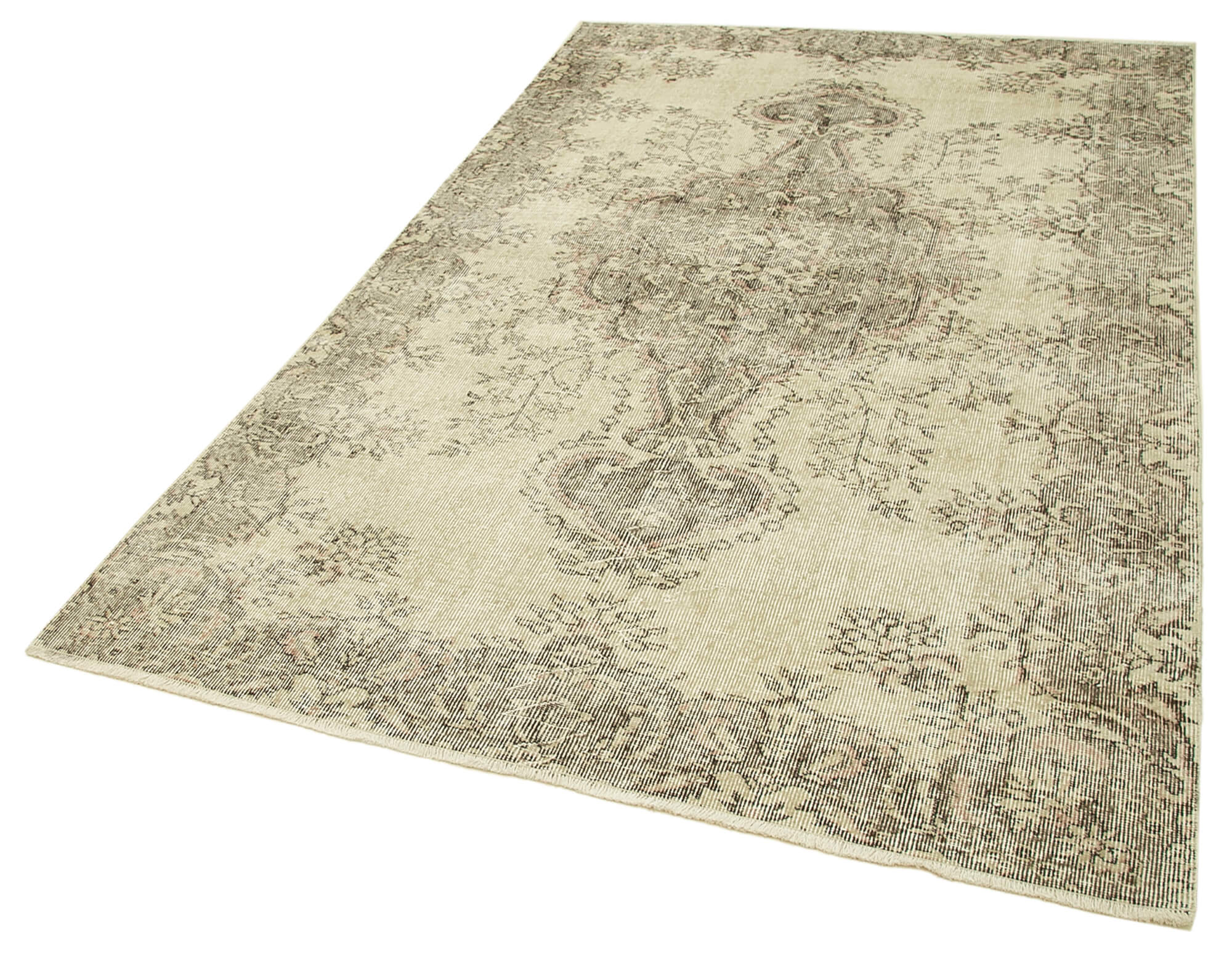 Handmade Vintage Area Rug - Beige Wool Rug 5'1''x8'4'' | Durable Cotton Wool Carpet