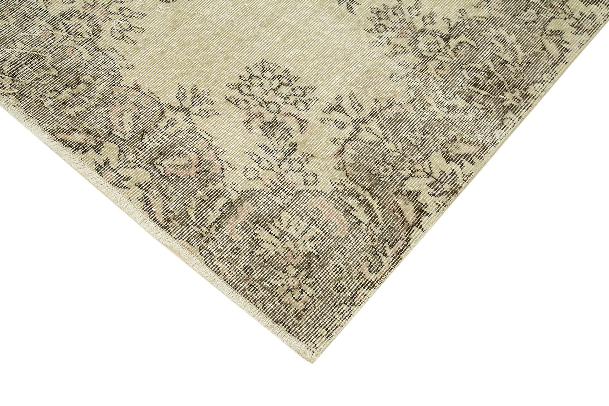 Handmade Vintage Area Rug - Beige Wool Rug 5'1''x8'4'' | Durable Cotton Wool Carpet