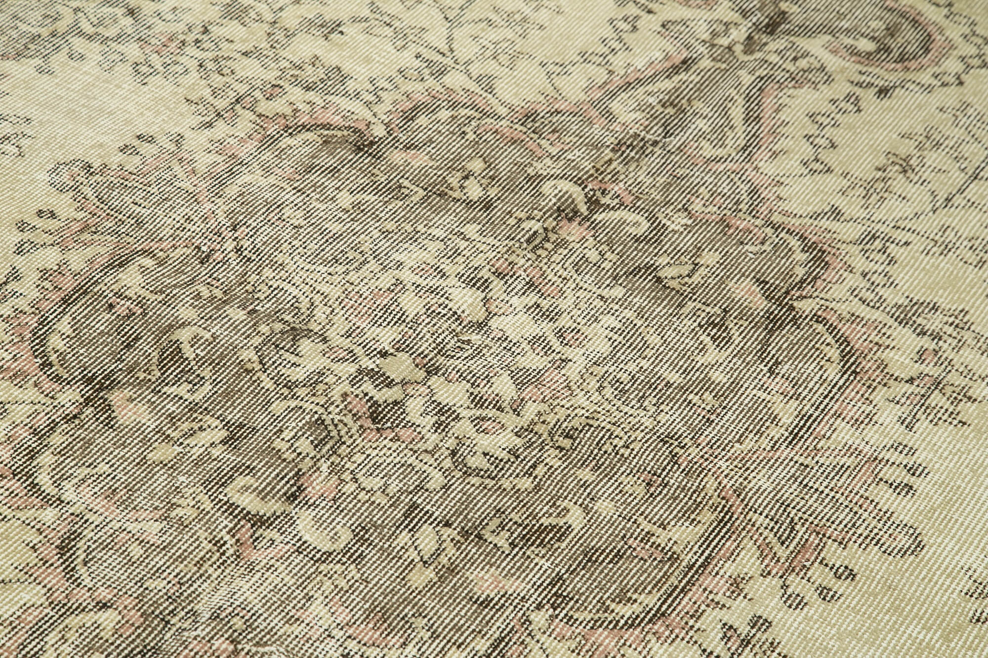 Handmade Vintage Area Rug - Beige Wool Rug 5'1''x8'4'' | Durable Cotton Wool Carpet