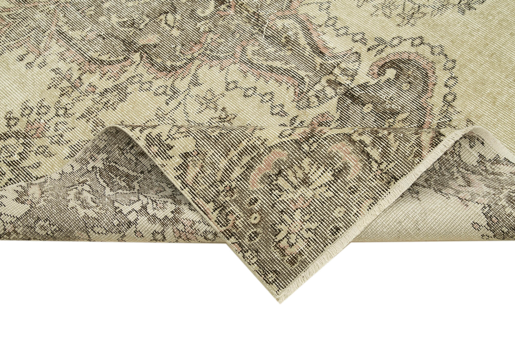 Handmade Vintage Area Rug - Beige Wool Rug 5'1''x8'4'' | Durable Cotton Wool Carpet