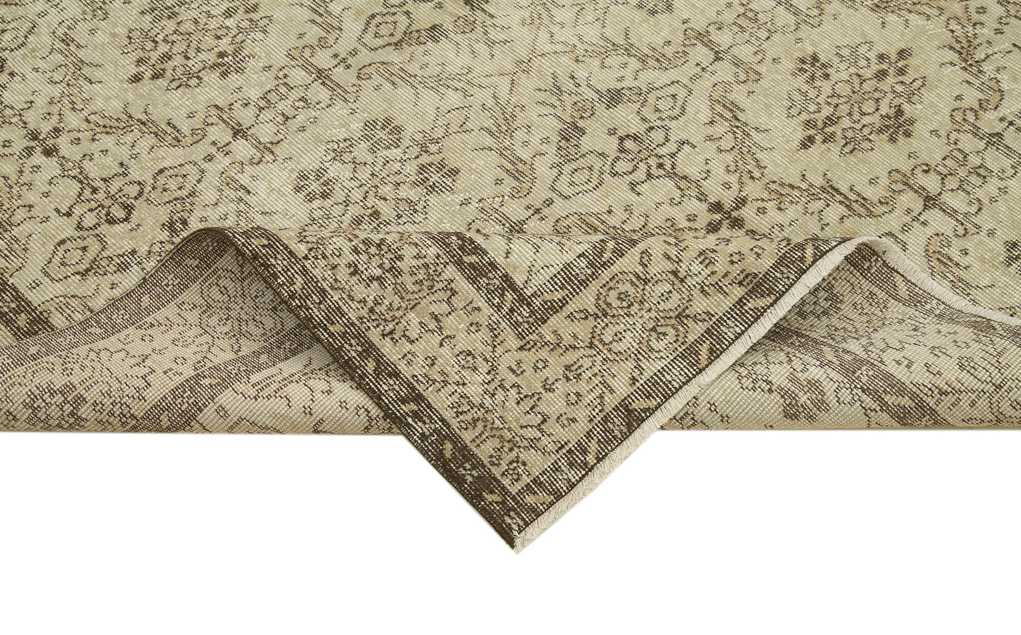 Handmade Area Rug – Vintage Cotton Wool Blend Rug 5'7'' x 9'1'' Beige Classic