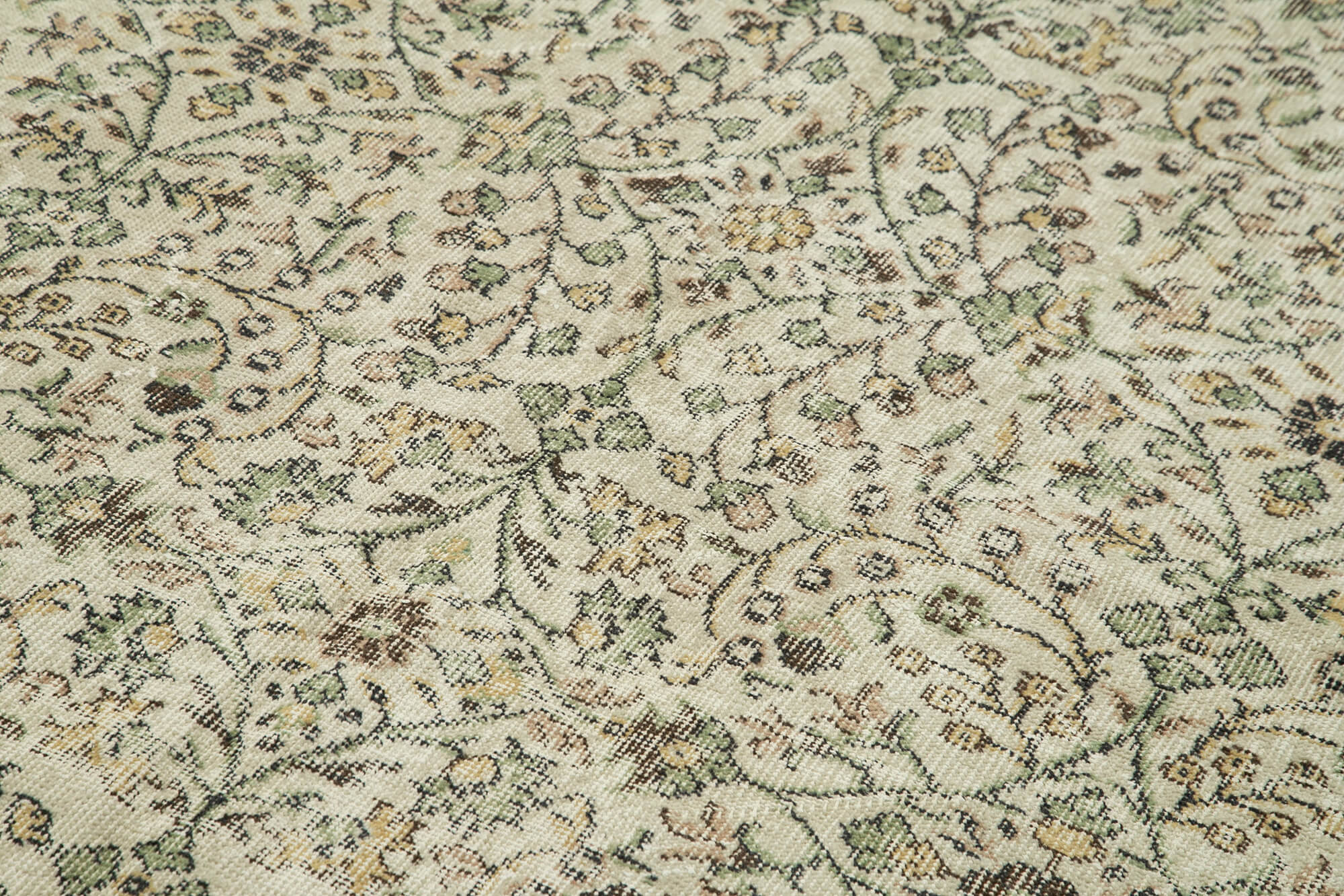 Handmade Wool Area Rug – Vintage Cotton Rug | Beige Wool Carpet, Boho Style