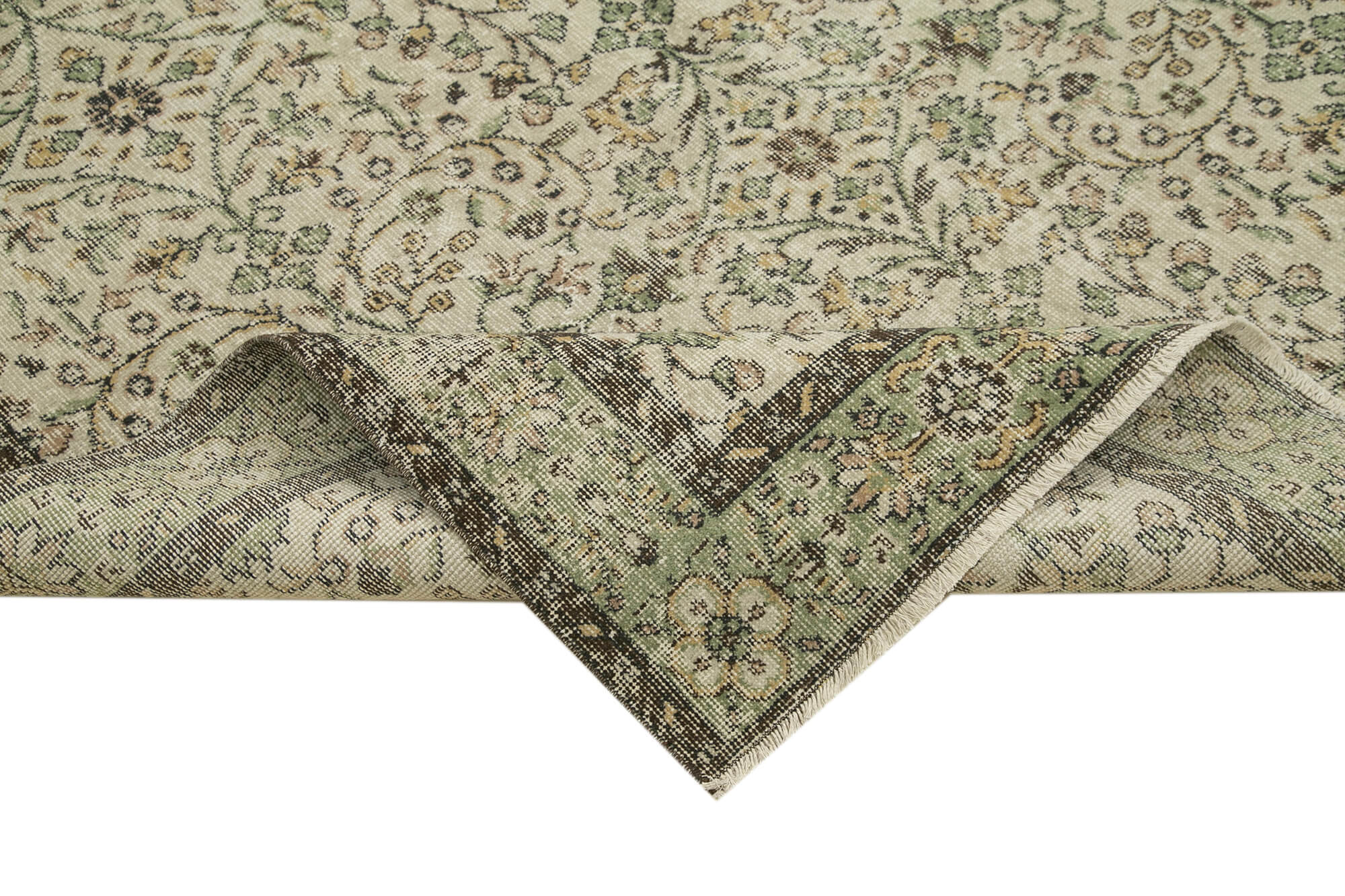 Handmade Wool Area Rug – Vintage Cotton Rug | Beige Wool Carpet, Boho Style