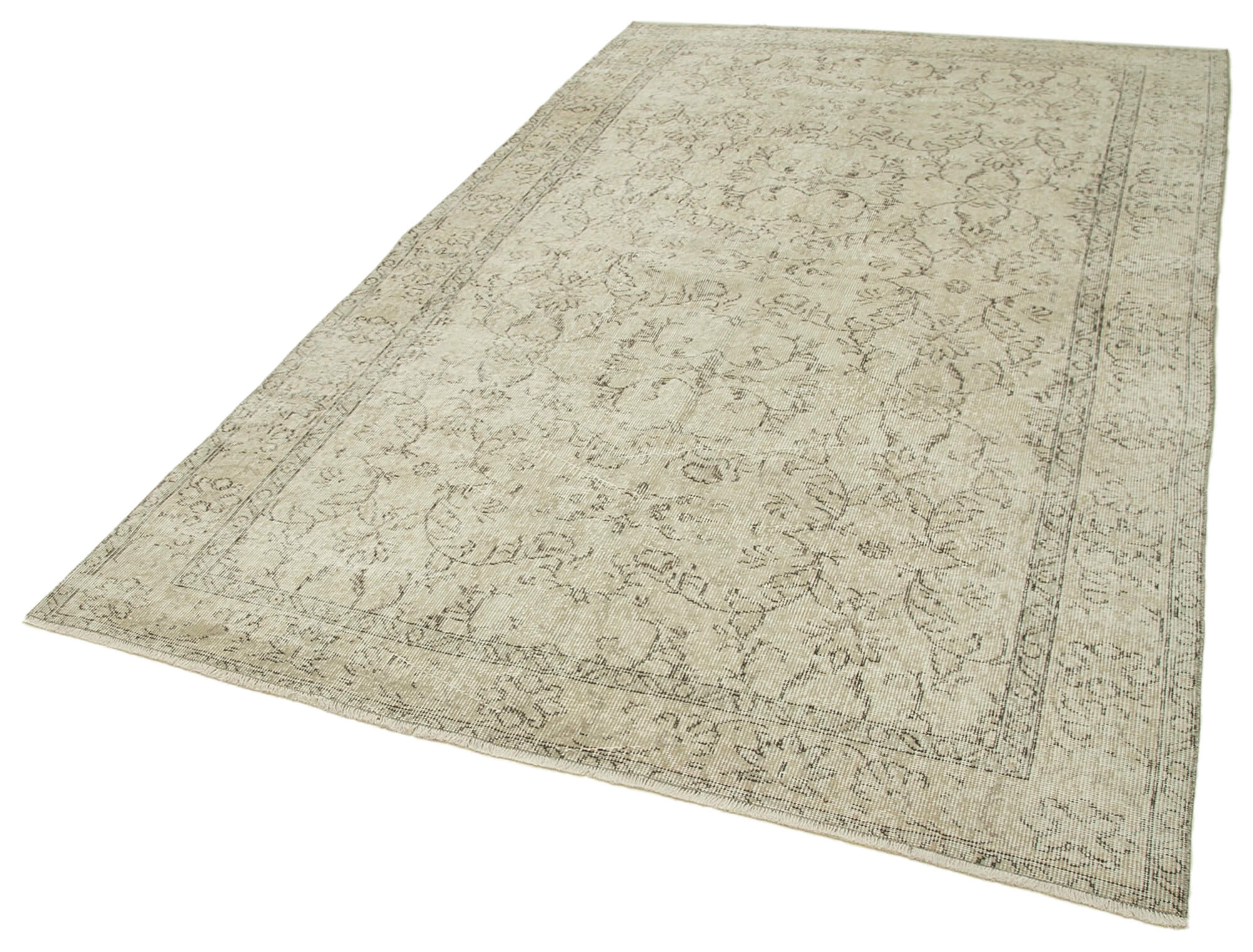 Handmade Wool Area Rug – Vintage Cotton Rug 5'8''x9'1'' Beige Classic Carpet