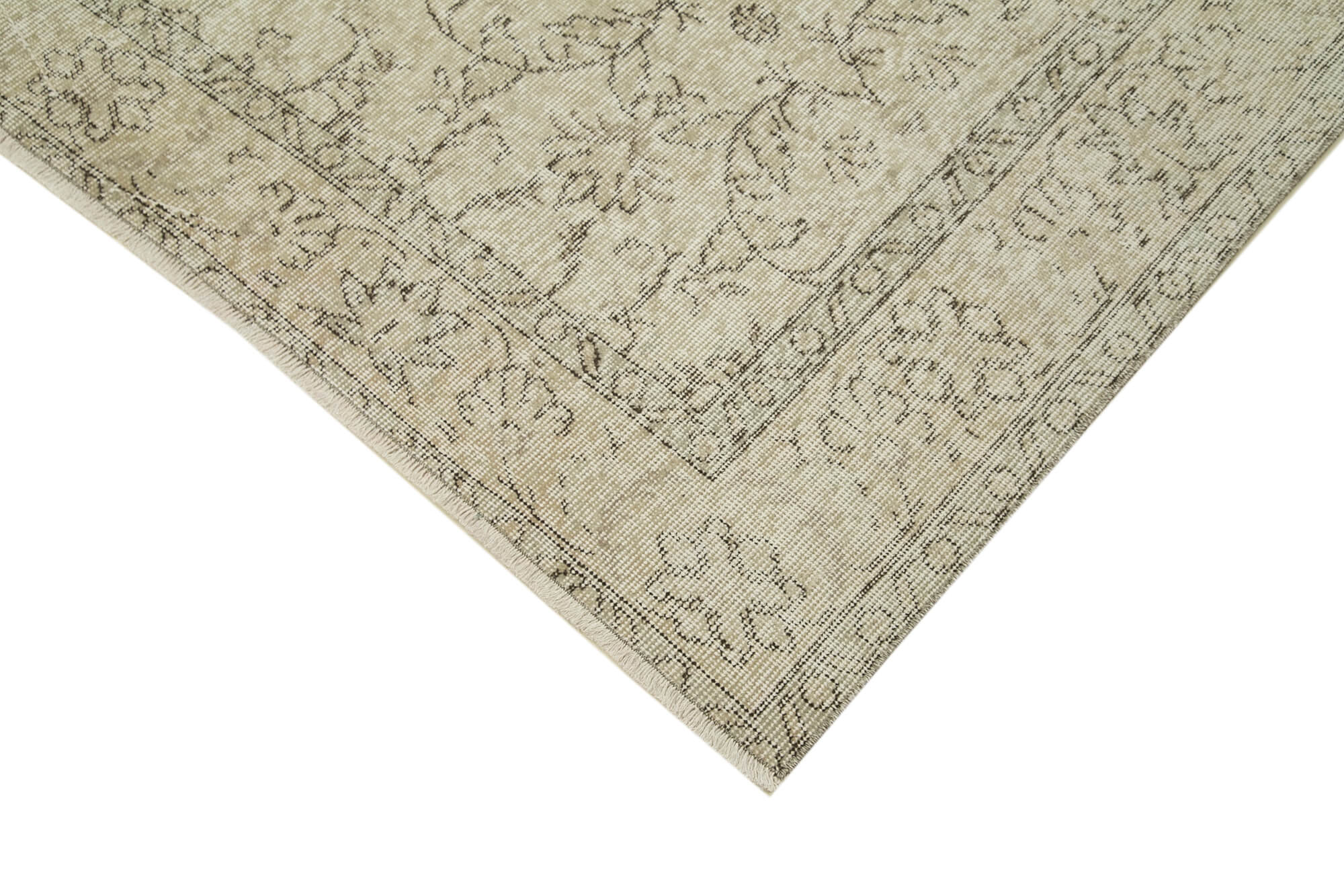Handmade Wool Area Rug – Vintage Cotton Rug 5'8''x9'1'' Beige Classic Carpet