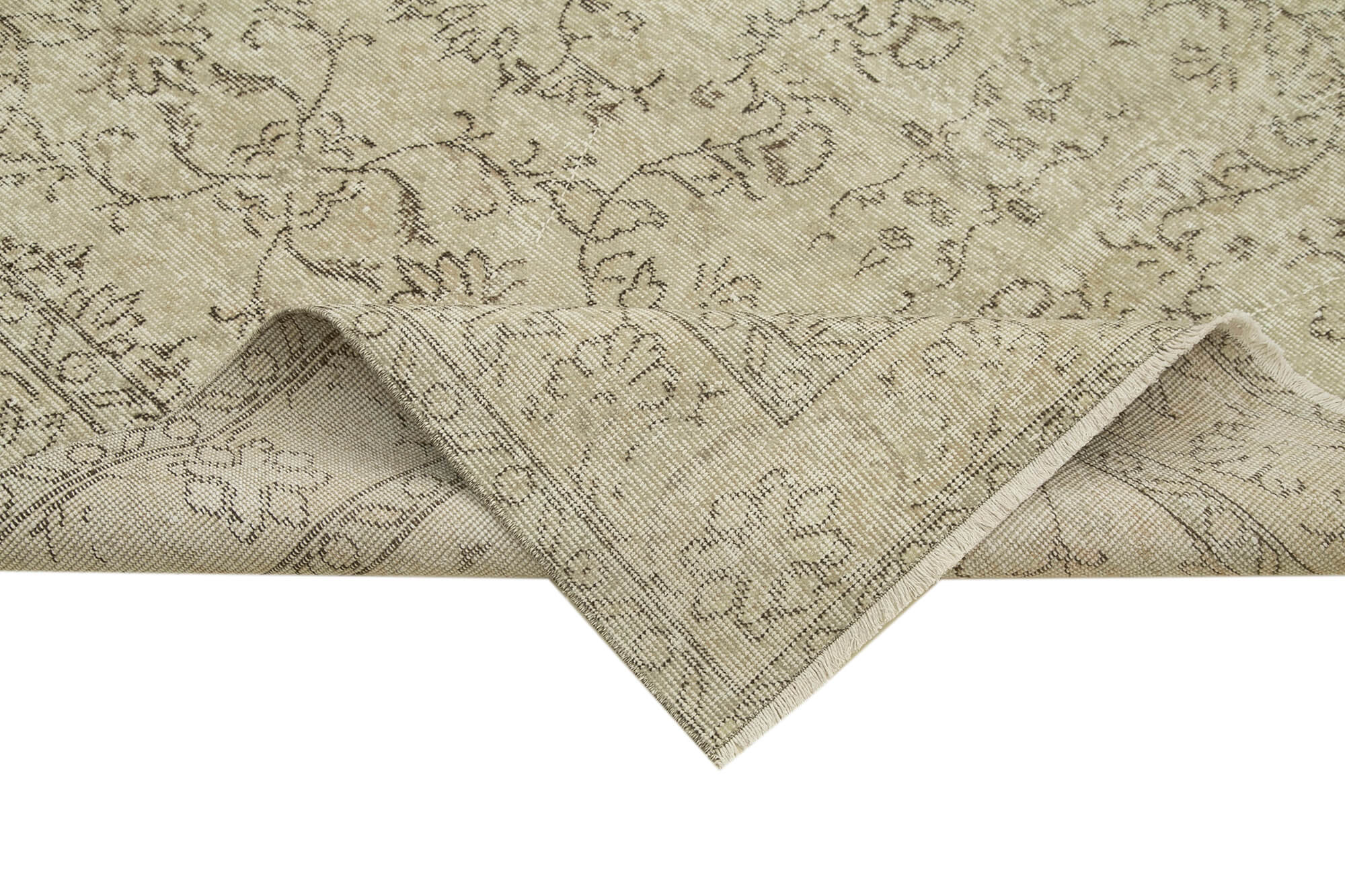 Handmade Wool Area Rug – Vintage Cotton Rug 5'8''x9'1'' Beige Classic Carpet