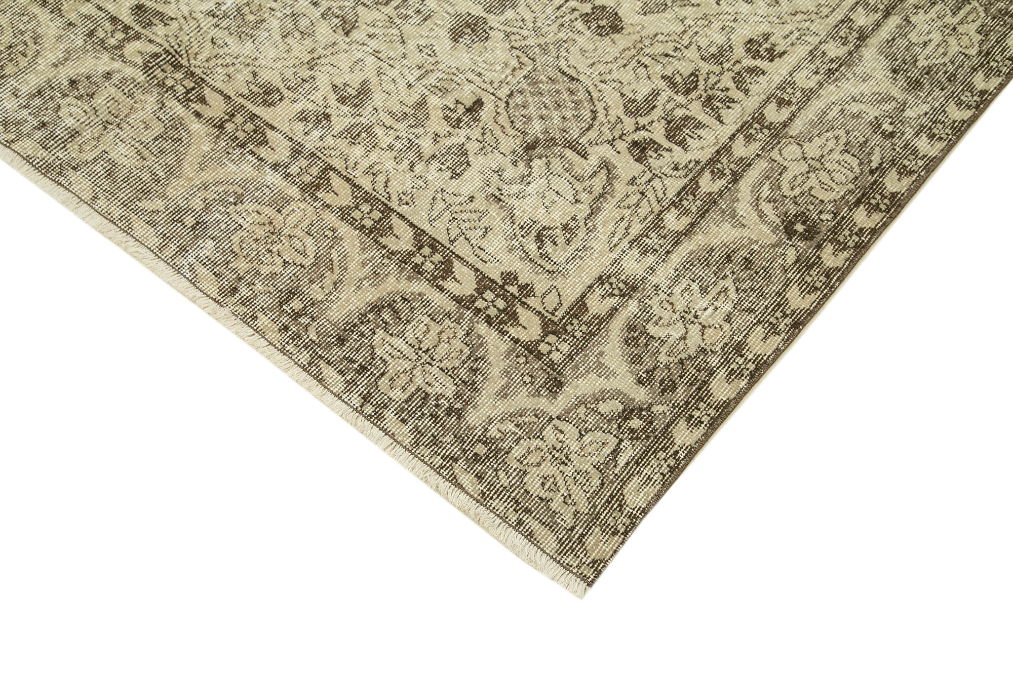 Handmade Wool Area Rug – Vintage Cotton Rug 5'5''x9'5'' | Beige Neutral Tone