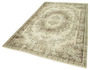 Handmade Wool Area Rug - Vintage Cotton Rug 5'5'' x 9'0'' Beige Classic Living Room Carpet