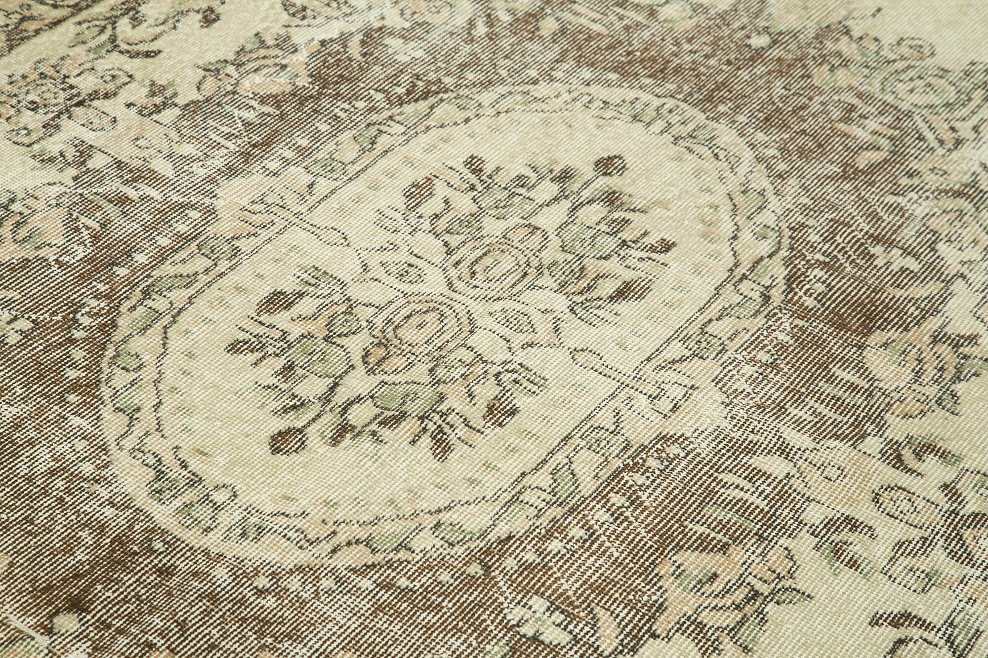 Handmade Wool Area Rug - Vintage Cotton Rug 5'5'' x 9'0'' Beige Classic Living Room Carpet