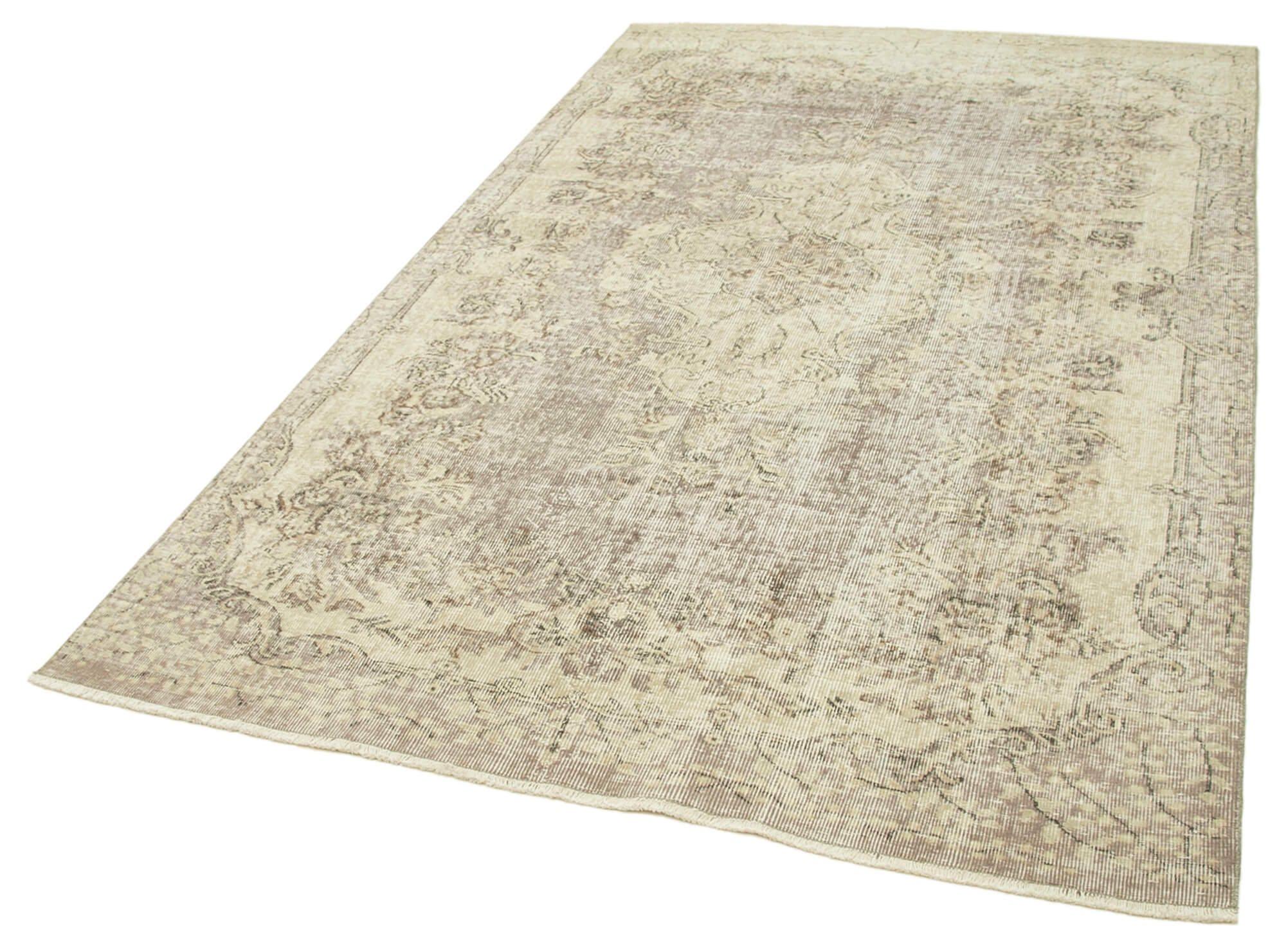 Handmade Wool Area Rug – Vintage Cotton Rug Beige 5'6'' x 9'3'' Soft Durable Carpet