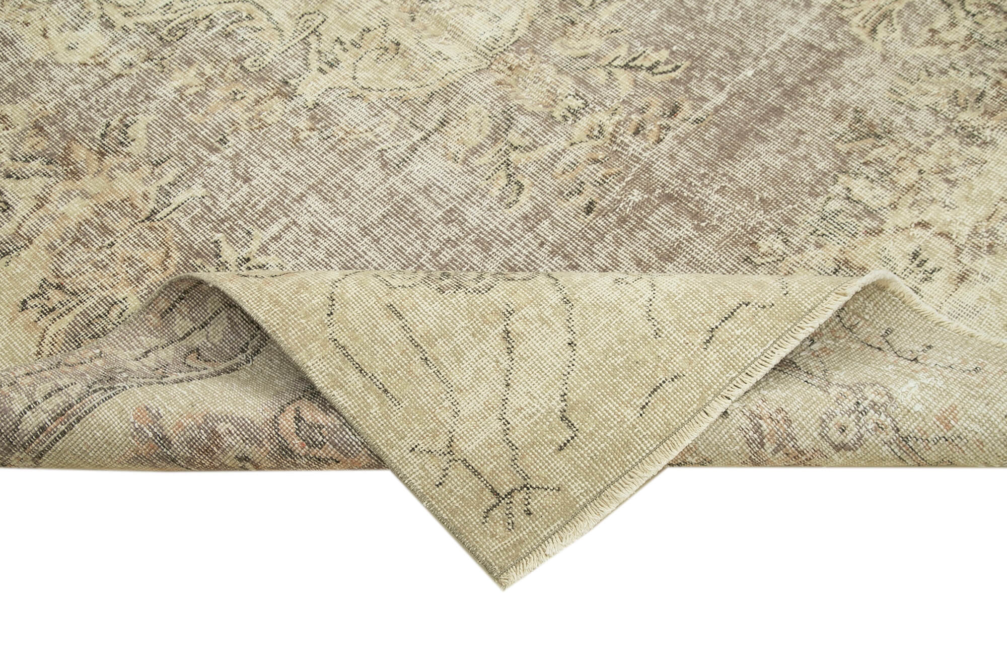 Handmade Wool Area Rug – Vintage Cotton Rug Beige 5'6'' x 9'3'' Soft Durable Carpet