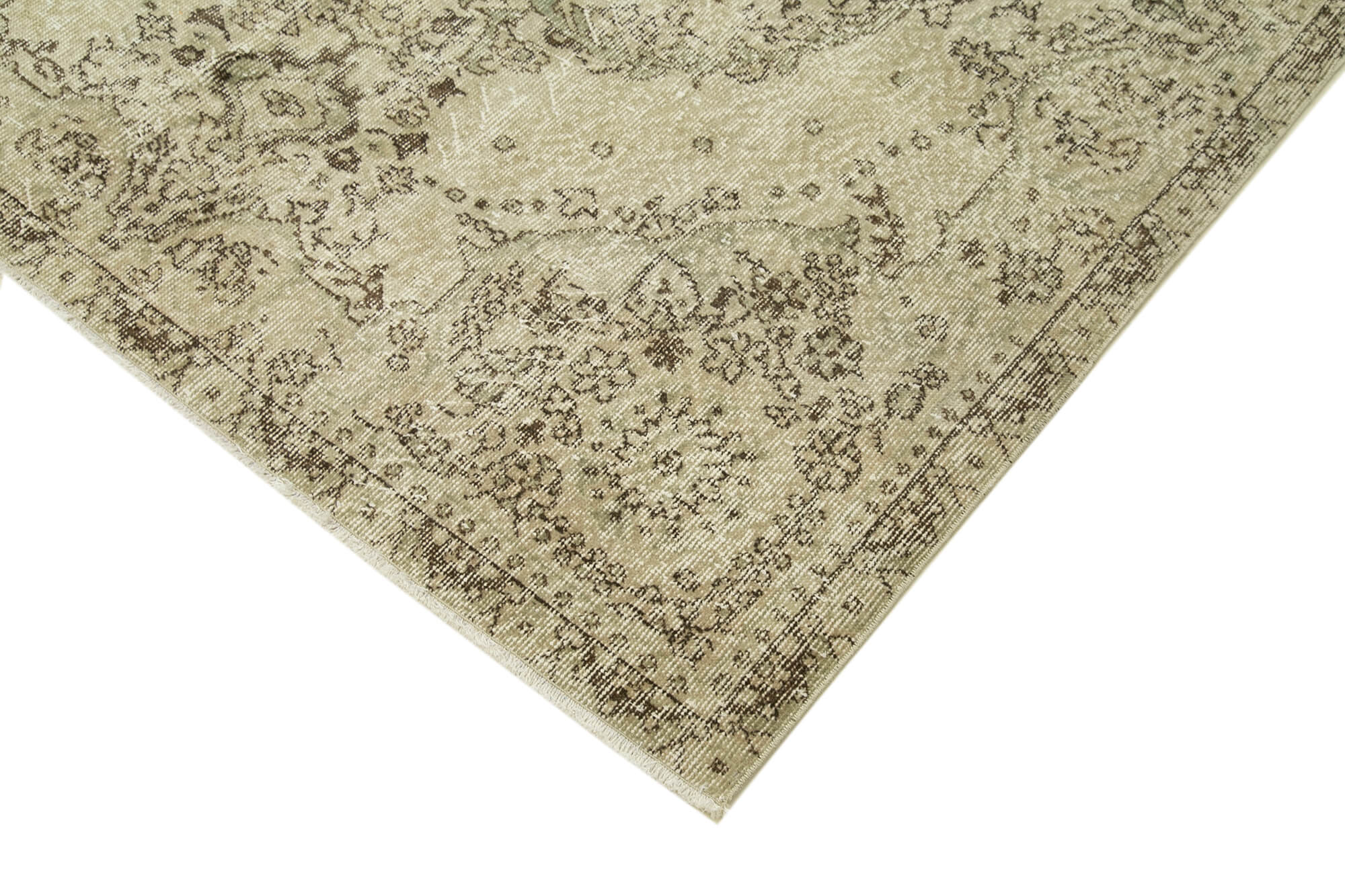 Handmade Vintage Area Rug – Neutral Beige Wool Cotton Carpet 5'4''x9'3''