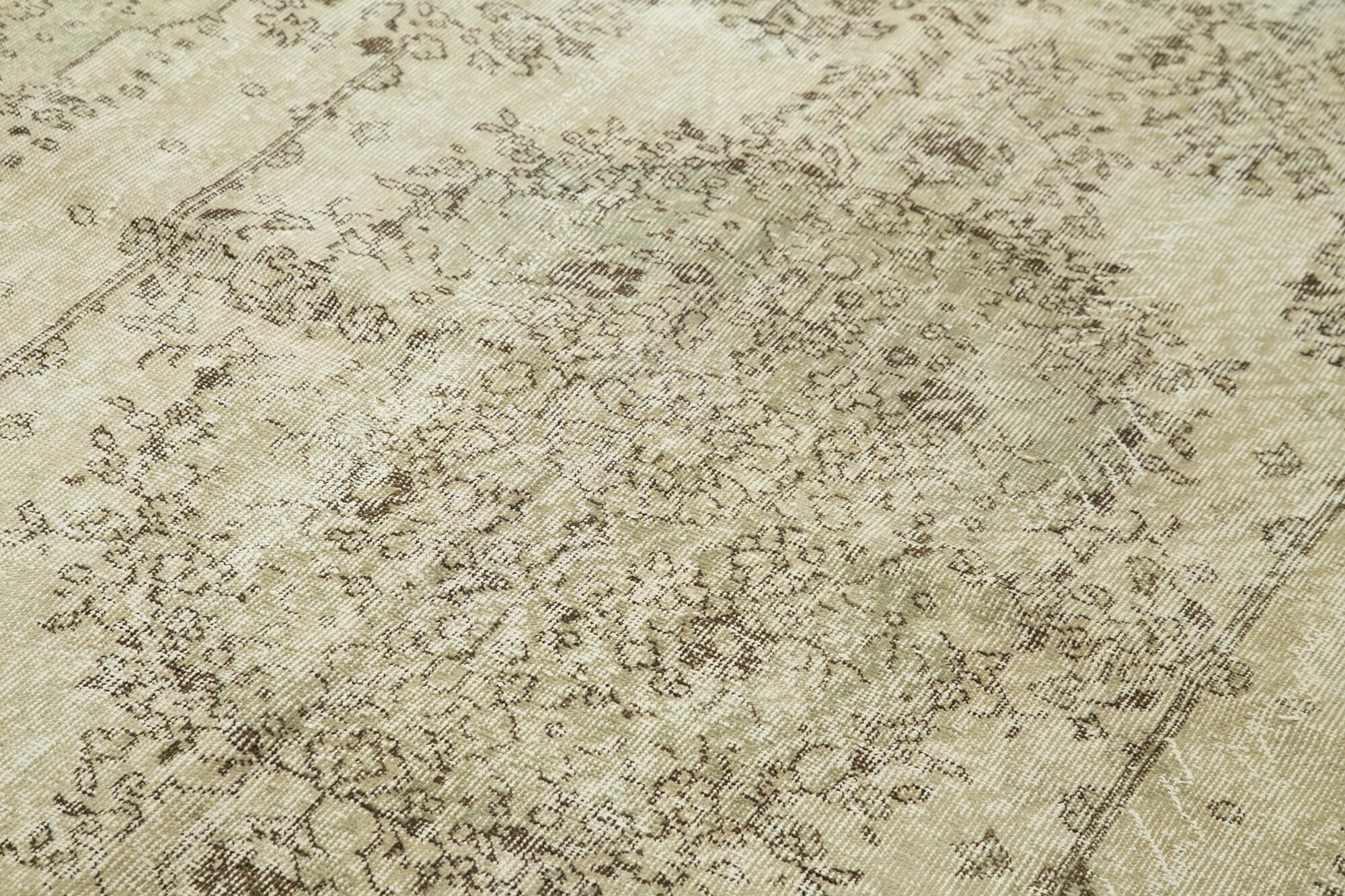 Handmade Vintage Area Rug – Neutral Beige Wool Cotton Carpet 5'4''x9'3''