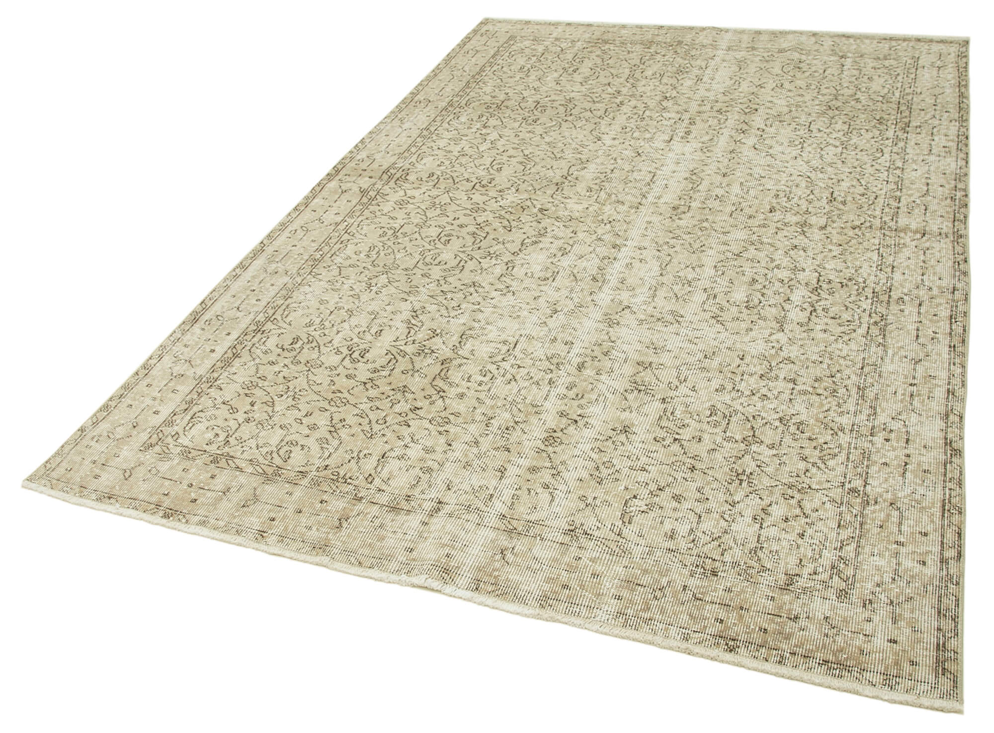 Handmade Wool Area Rug – Vintage Cotton Rug Beige 5'9''x8'9'' Durable Cotton Weave
