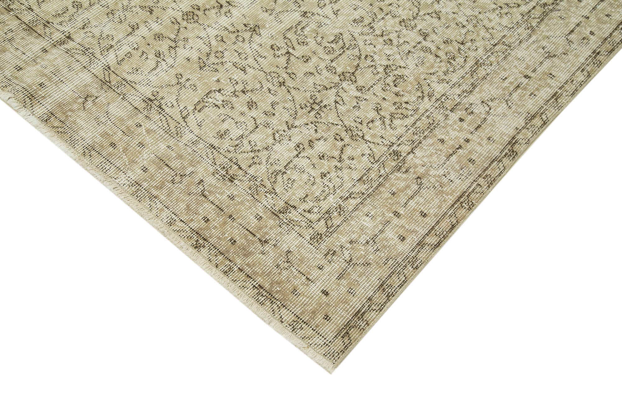 Handmade Wool Area Rug – Vintage Cotton Rug Beige 5'9''x8'9'' Durable Cotton Weave
