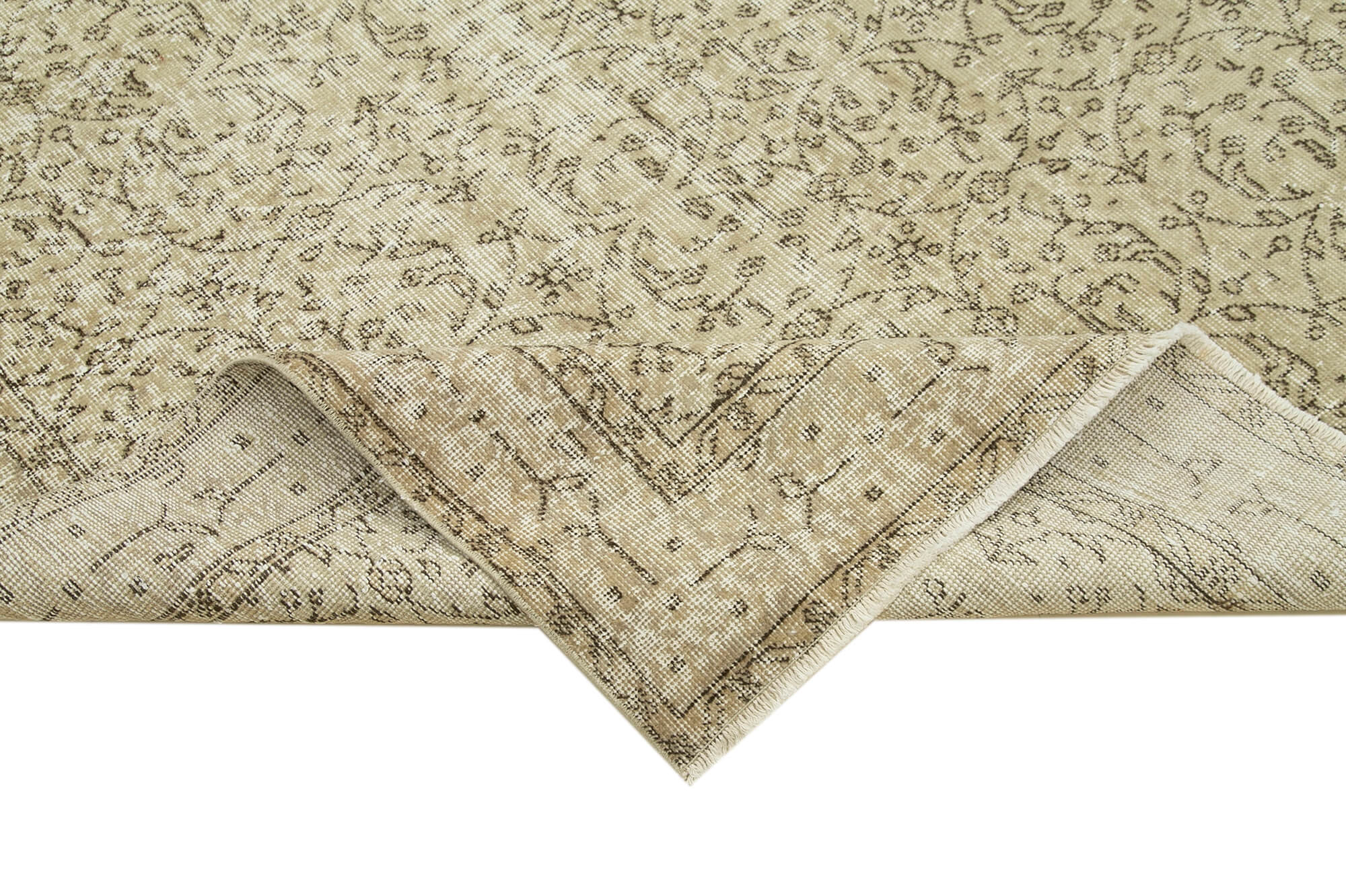 Handmade Wool Area Rug – Vintage Cotton Rug Beige 5'9''x8'9'' Durable Cotton Weave