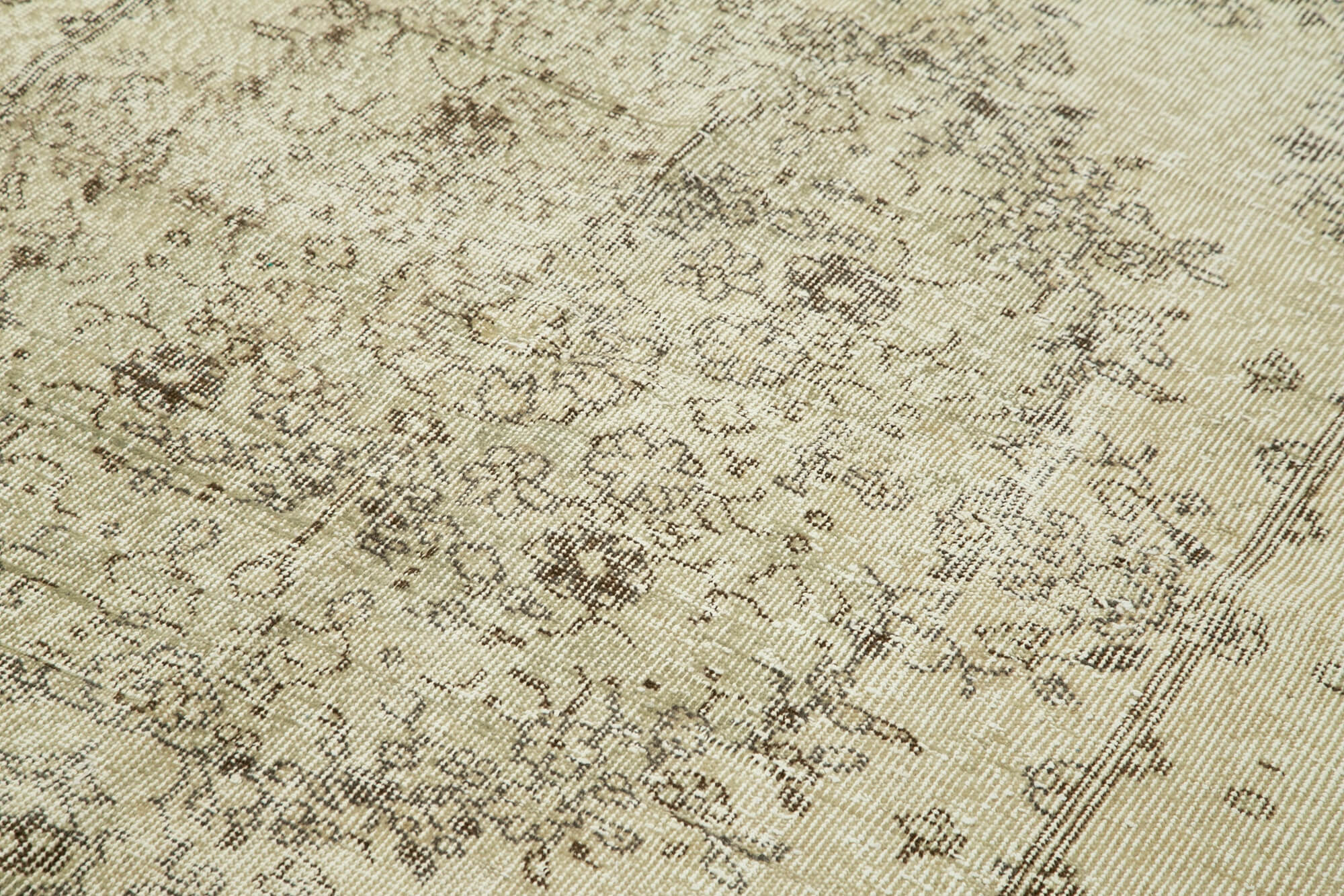 Handmade Wool Area Rug - Vintage Cotton Rug 5'4''x9'3'' Beige Classic Style