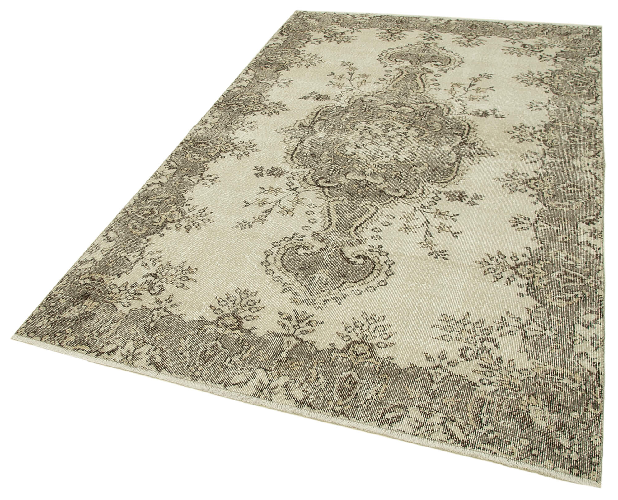 Vintage Handmade Area Rug - Hand Woven Turkish 5x8 Cotton Wool Carpet