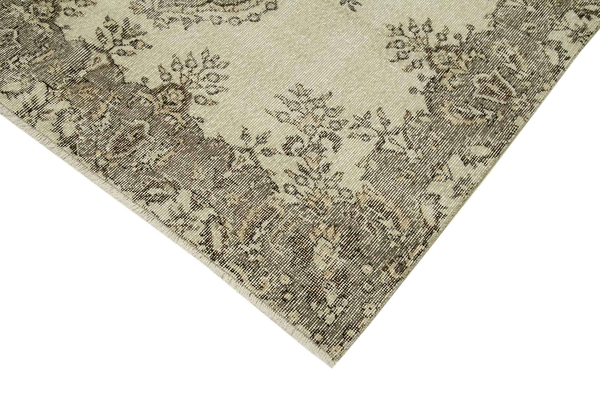 Vintage Handmade Area Rug - Hand Woven Turkish 5x8 Cotton Wool Carpet