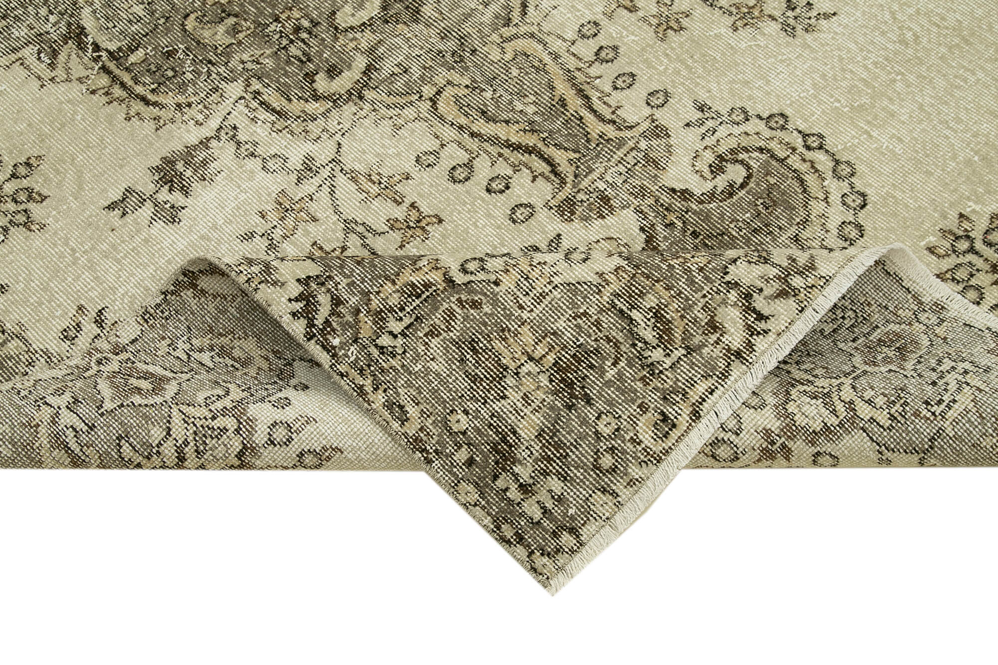 Vintage Handmade Area Rug - Hand Woven Turkish 5x8 Cotton Wool Carpet