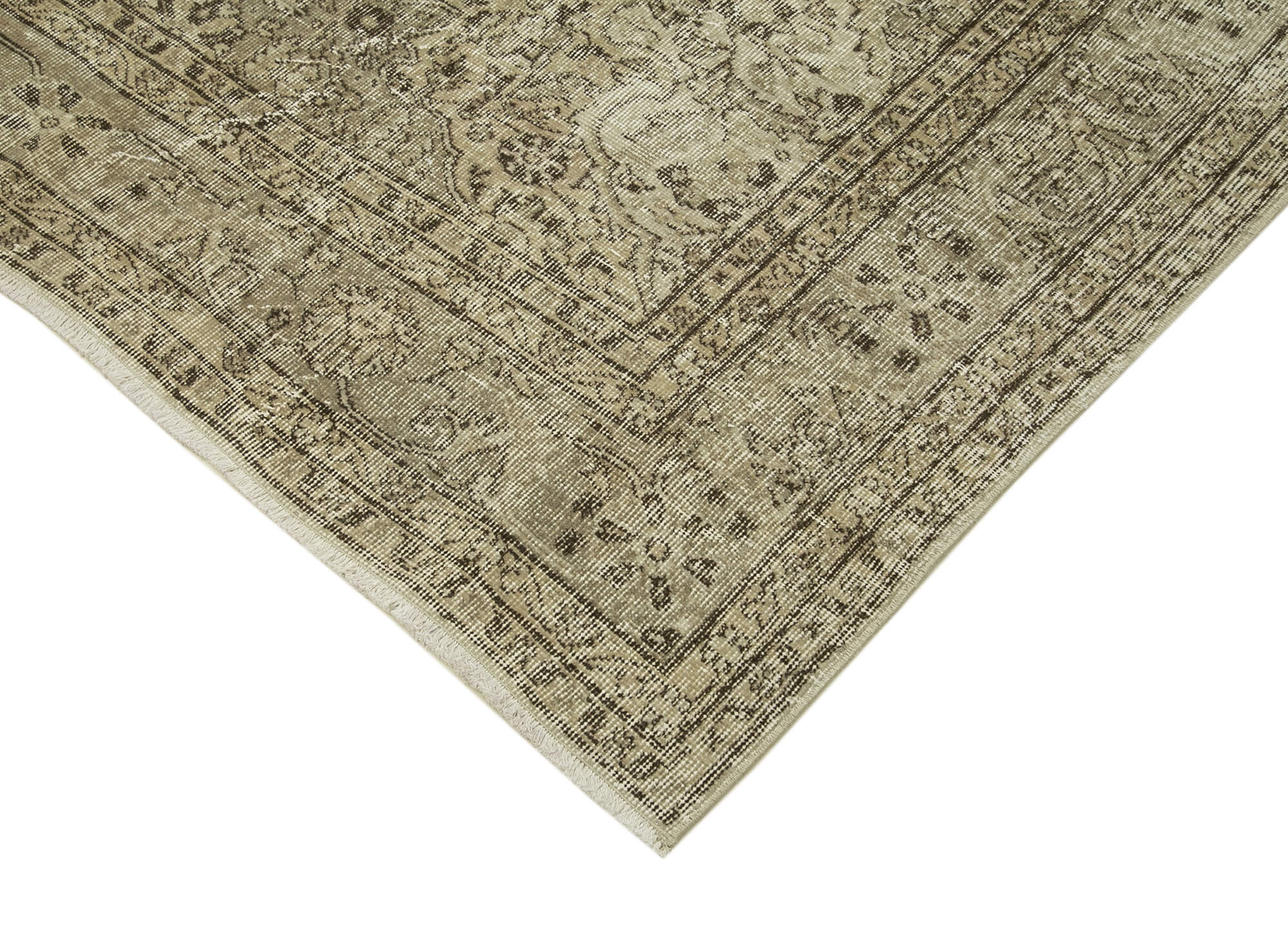 Handmade Wool Area Rug – Vintage Cotton & Turkish Wool, 6'4''x8'11'' Beige Carpet
