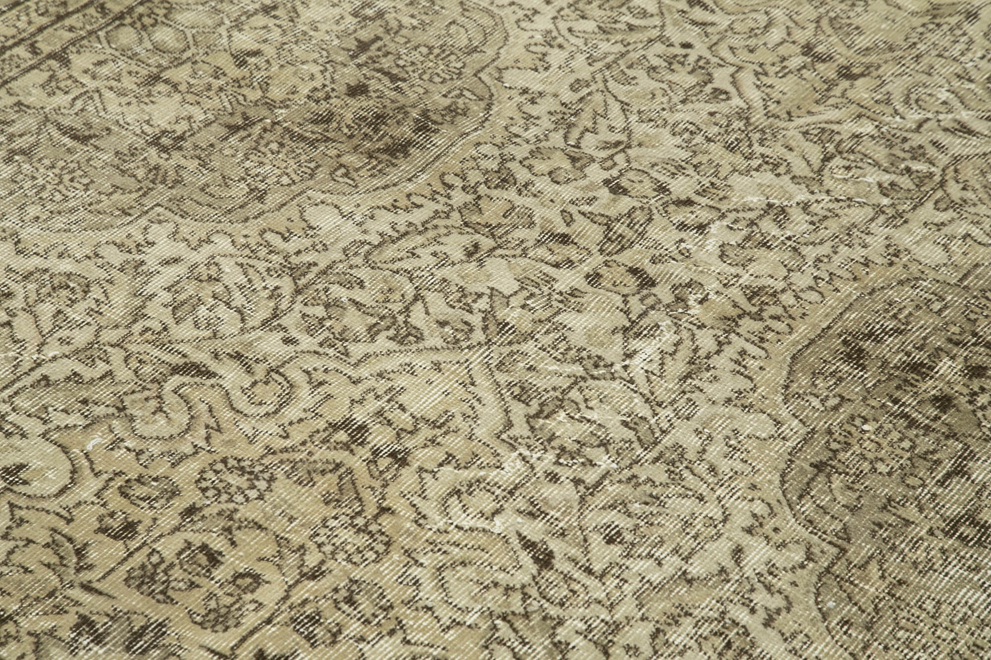 Handmade Wool Area Rug – Vintage Cotton & Turkish Wool, 6'4''x8'11'' Beige Carpet