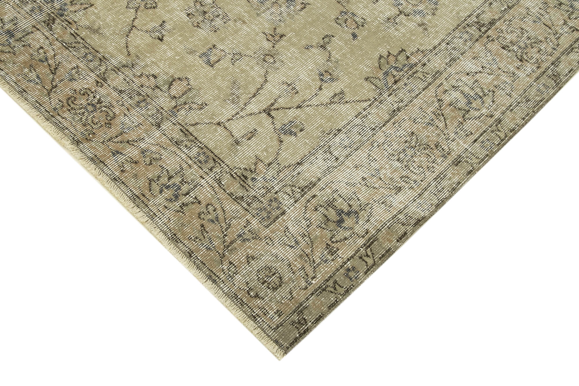 Handmade Wool Area Rug – Vintage Cotton Rug 6'0'' x 8'11'' Beige Neutral Color