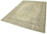 Handmade Wool Area Rug – Vintage Cotton Rug 6'4'' x 9'1'' Beige Classic