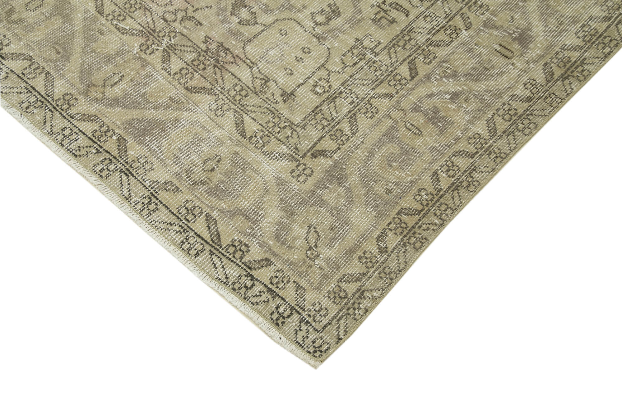 Handmade Wool Area Rug – Vintage Cotton Rug 6'4'' x 9'1'' Beige Classic