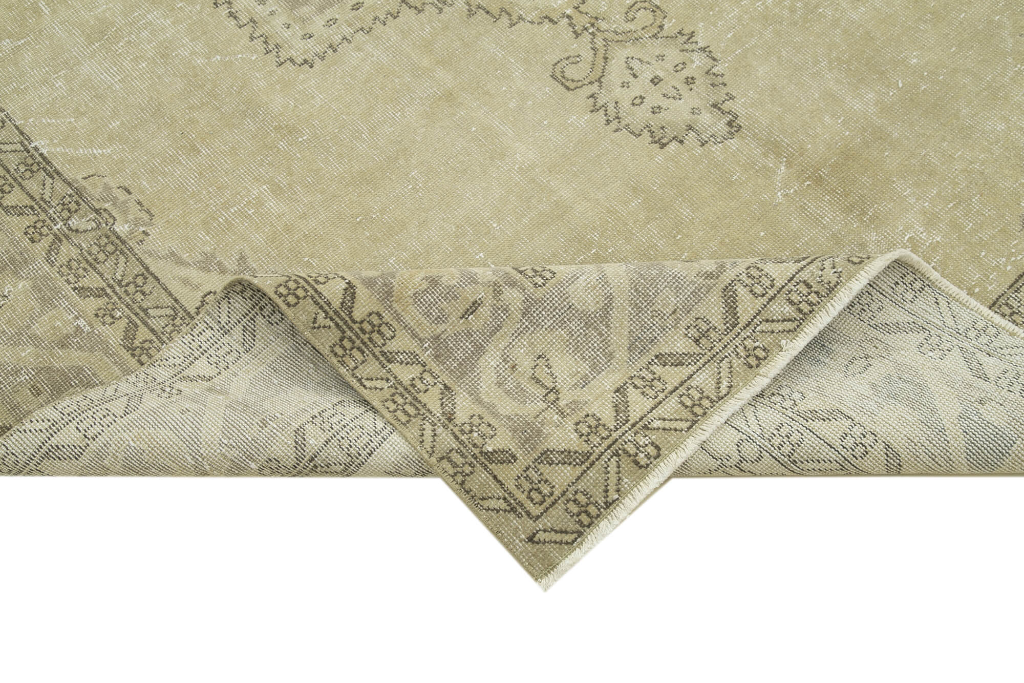 Handmade Wool Area Rug – Vintage Cotton Rug 6'4'' x 9'1'' Beige Classic