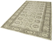 Handmade Vintage Area Rug - Beige Wool Carpet With Durable Cotton Weave 5'7''x9'1''