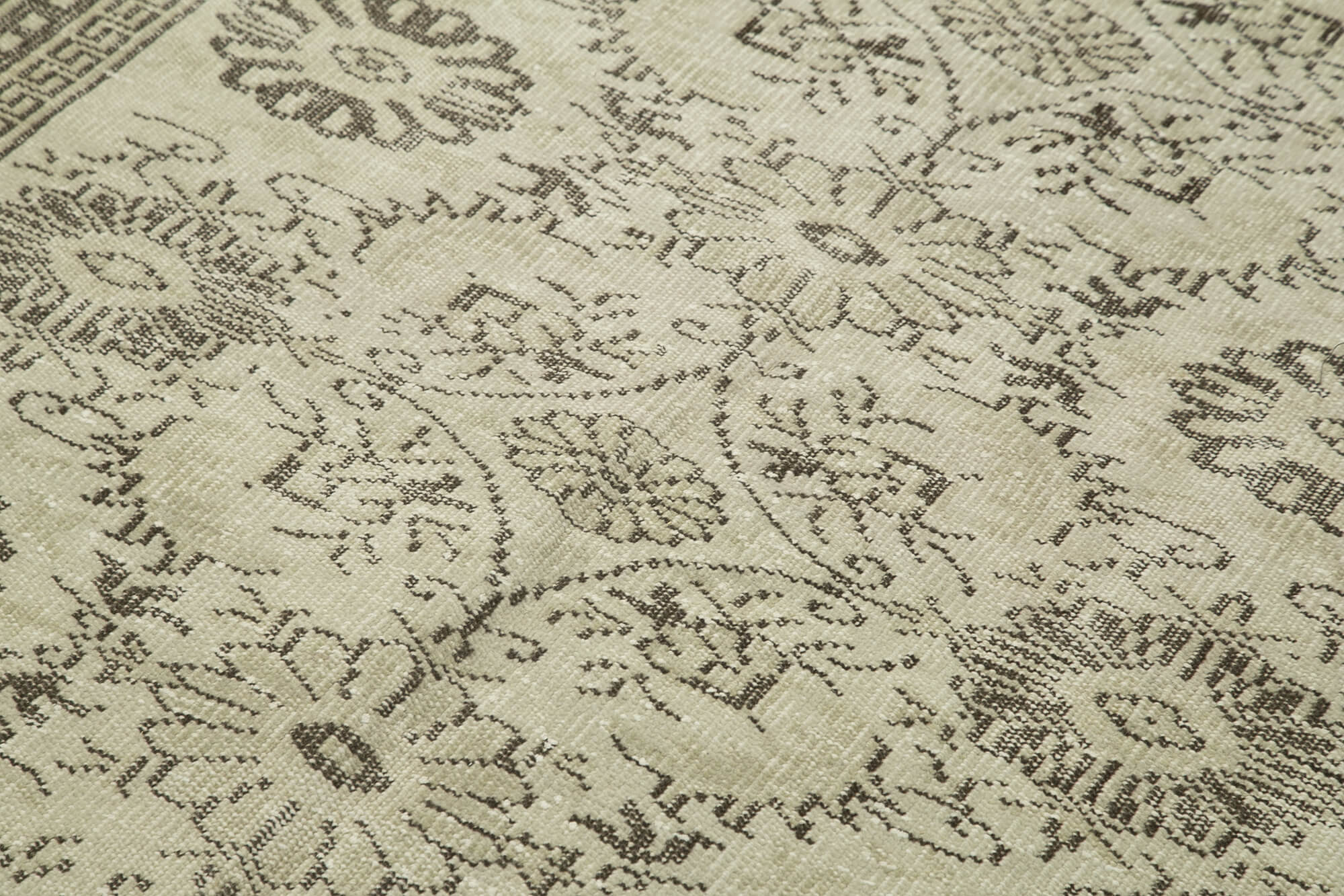 Handmade Vintage Area Rug - Beige Wool Carpet With Durable Cotton Weave 5'7''x9'1''