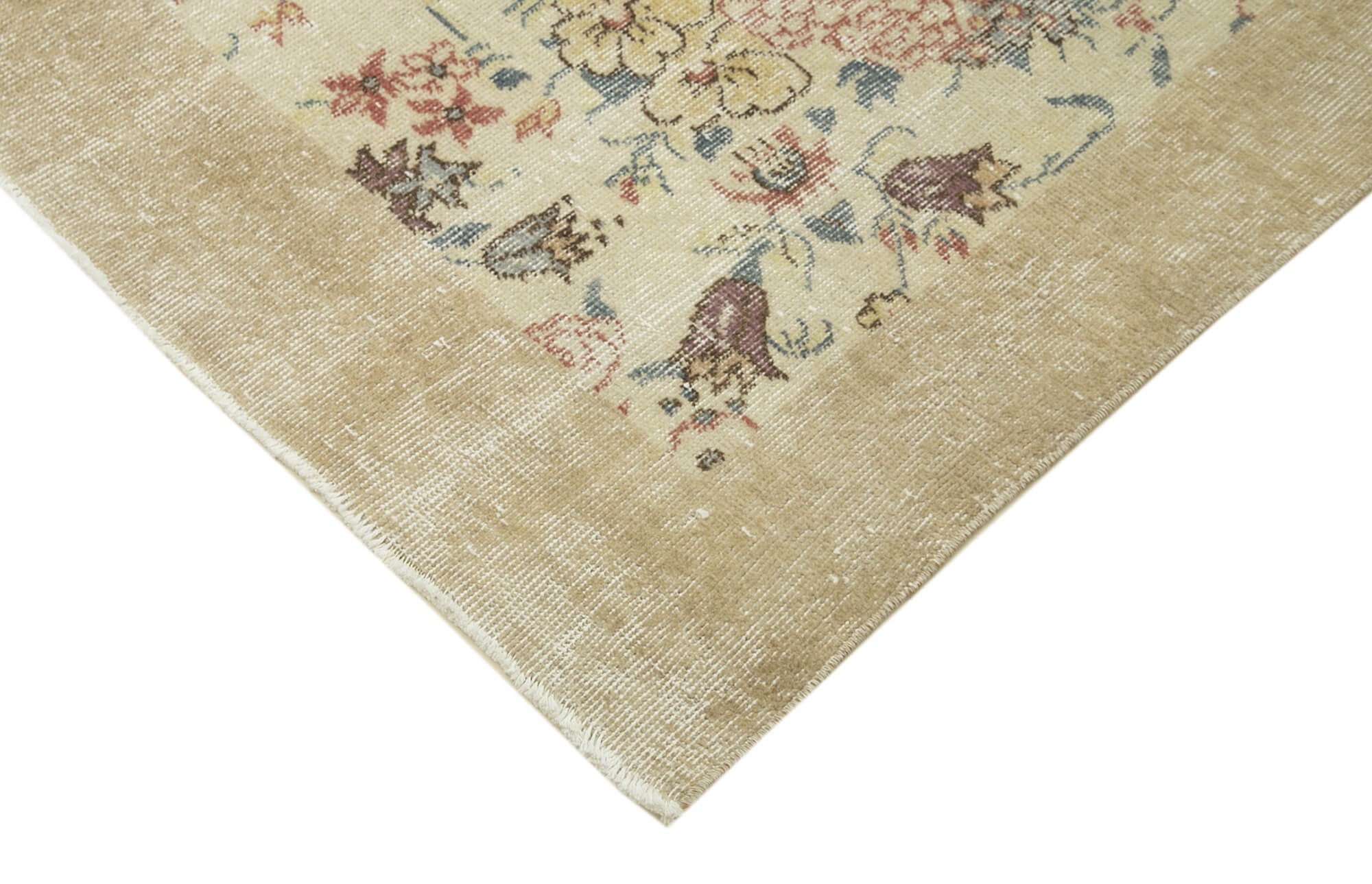Handmade Wool Area Rug – Vintage Cotton Rug, Beige Eskime Style Carpet 4'7''x8'